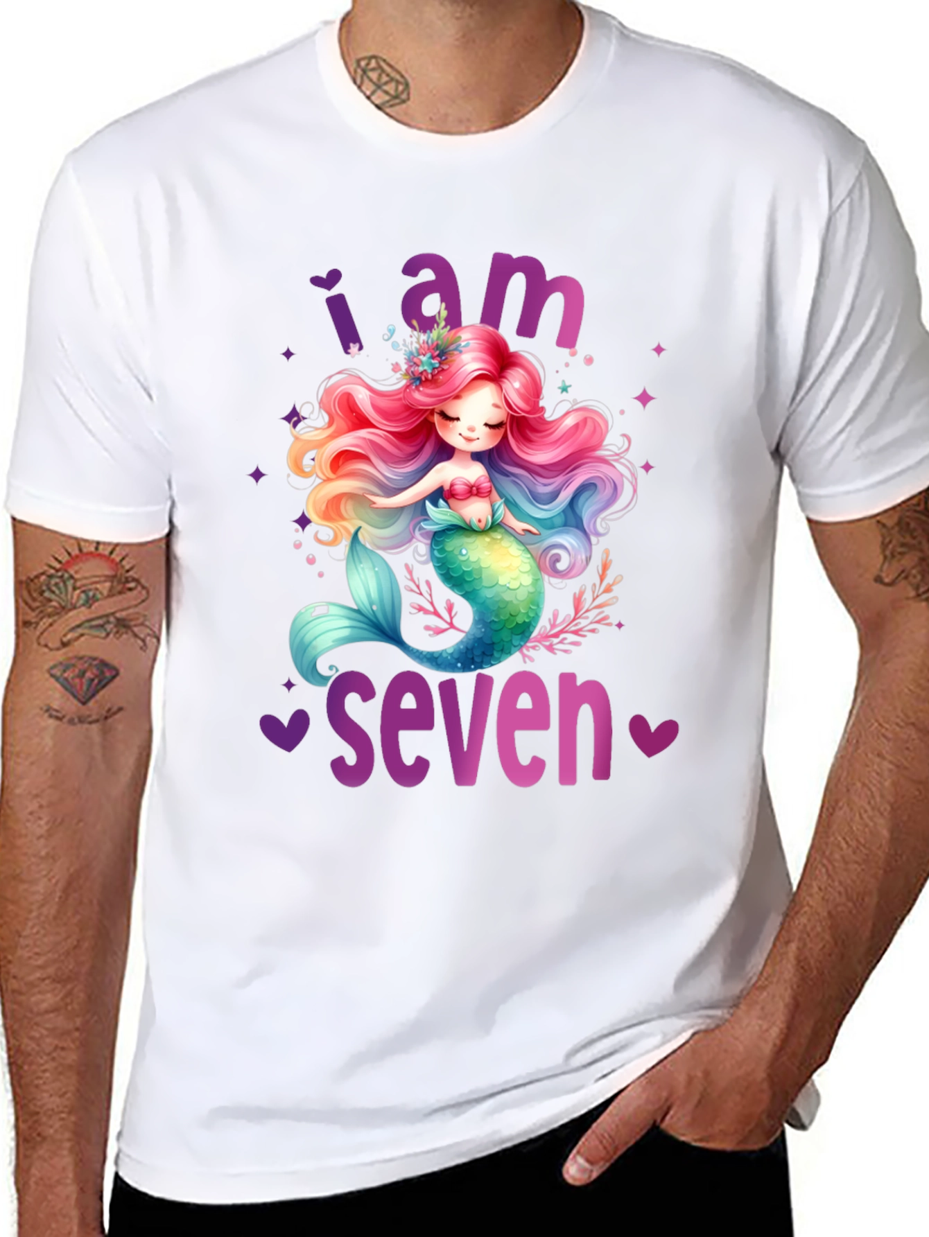 Mermaid Birthday T-Shirt - I Am Seven