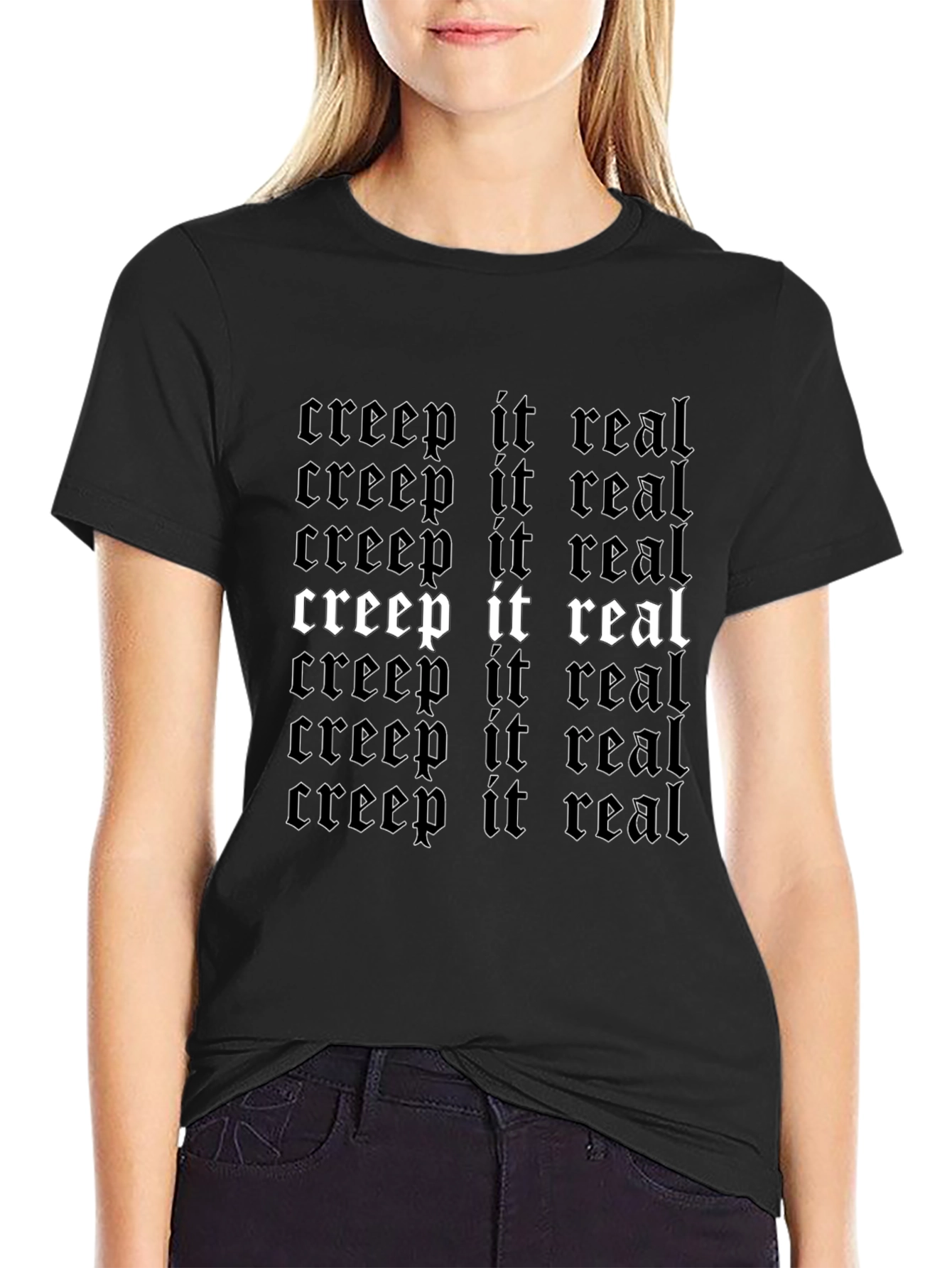Creep It Real Graphic Tee - Gothic Style