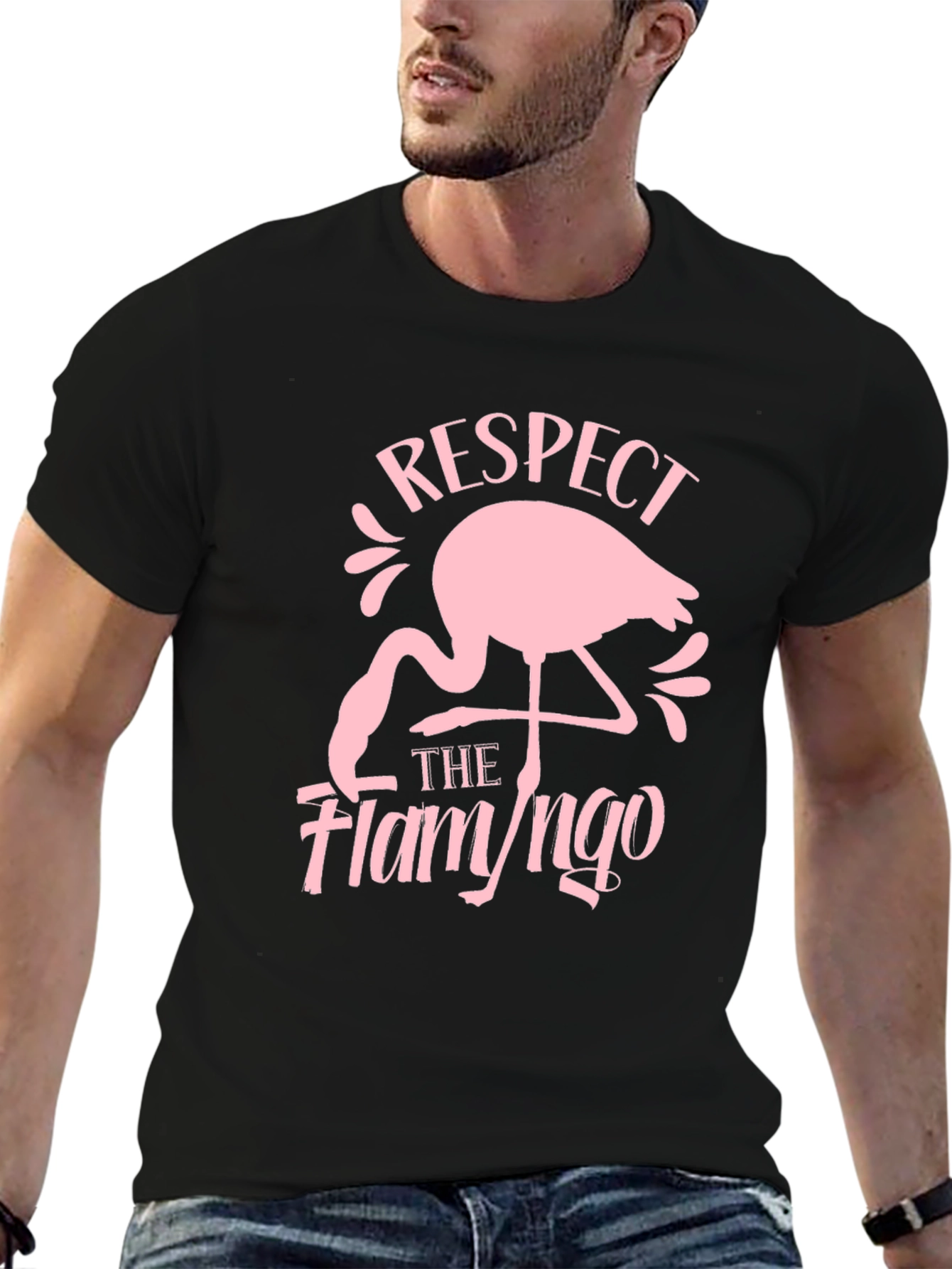 Respect the Flamingo Black Graphic Tee