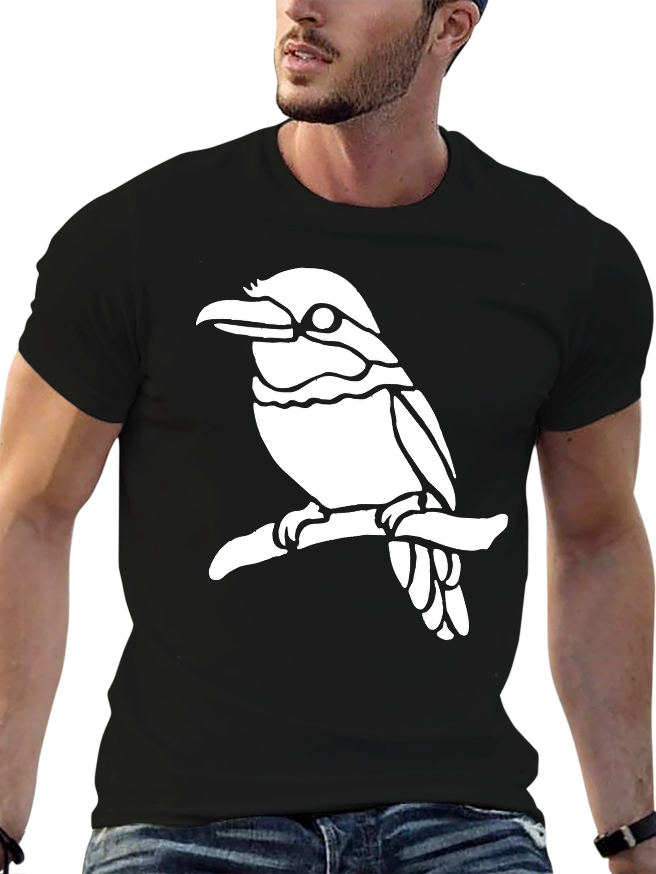 Bird On Branch Graphic Tee - Black