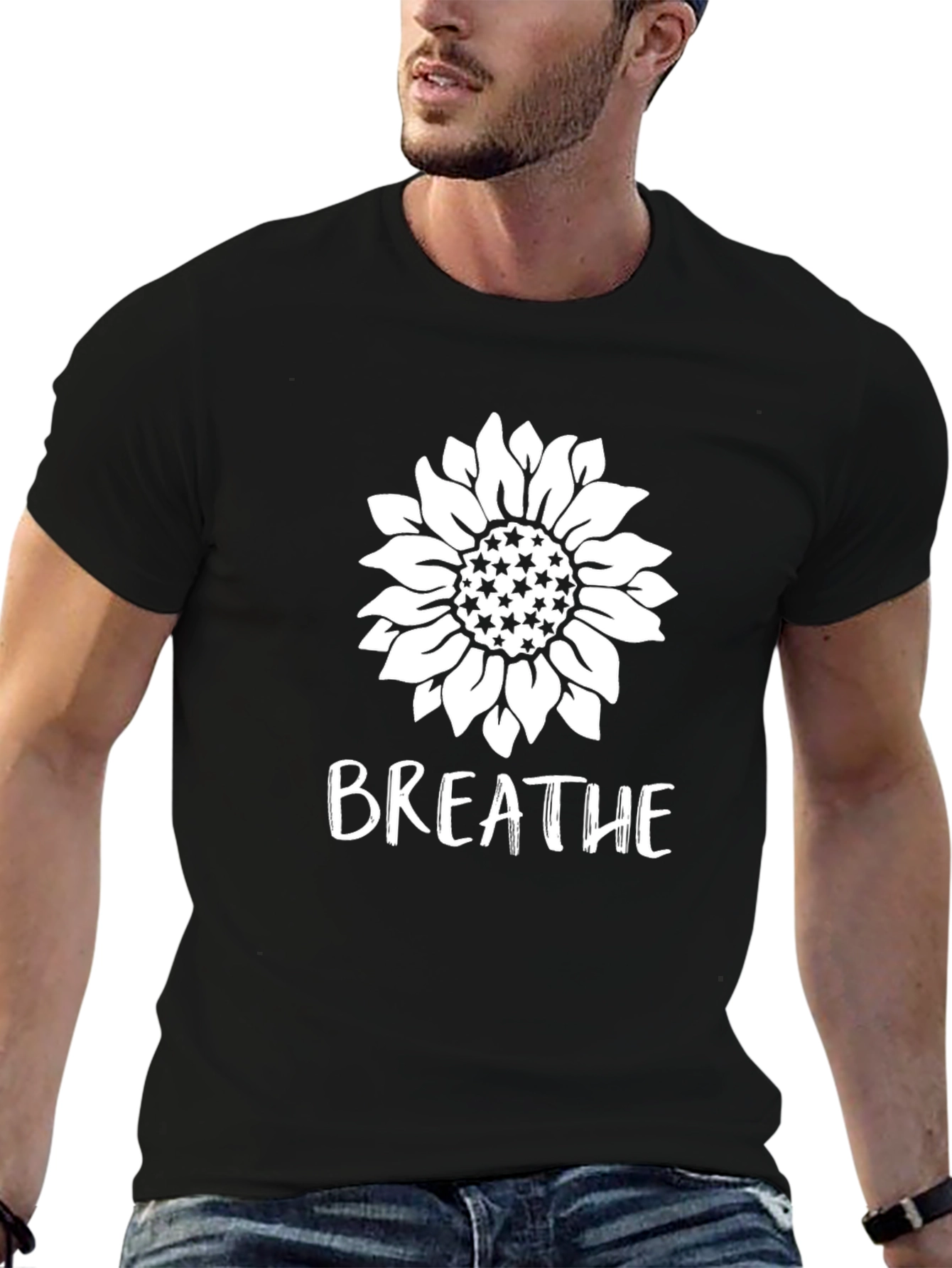 Breathe Sunflower Graphic T-Shirt - Relaxed Fit
