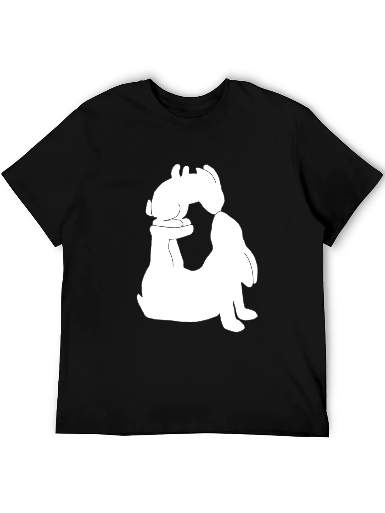 Black T-Shirt with Rabbit Graphic