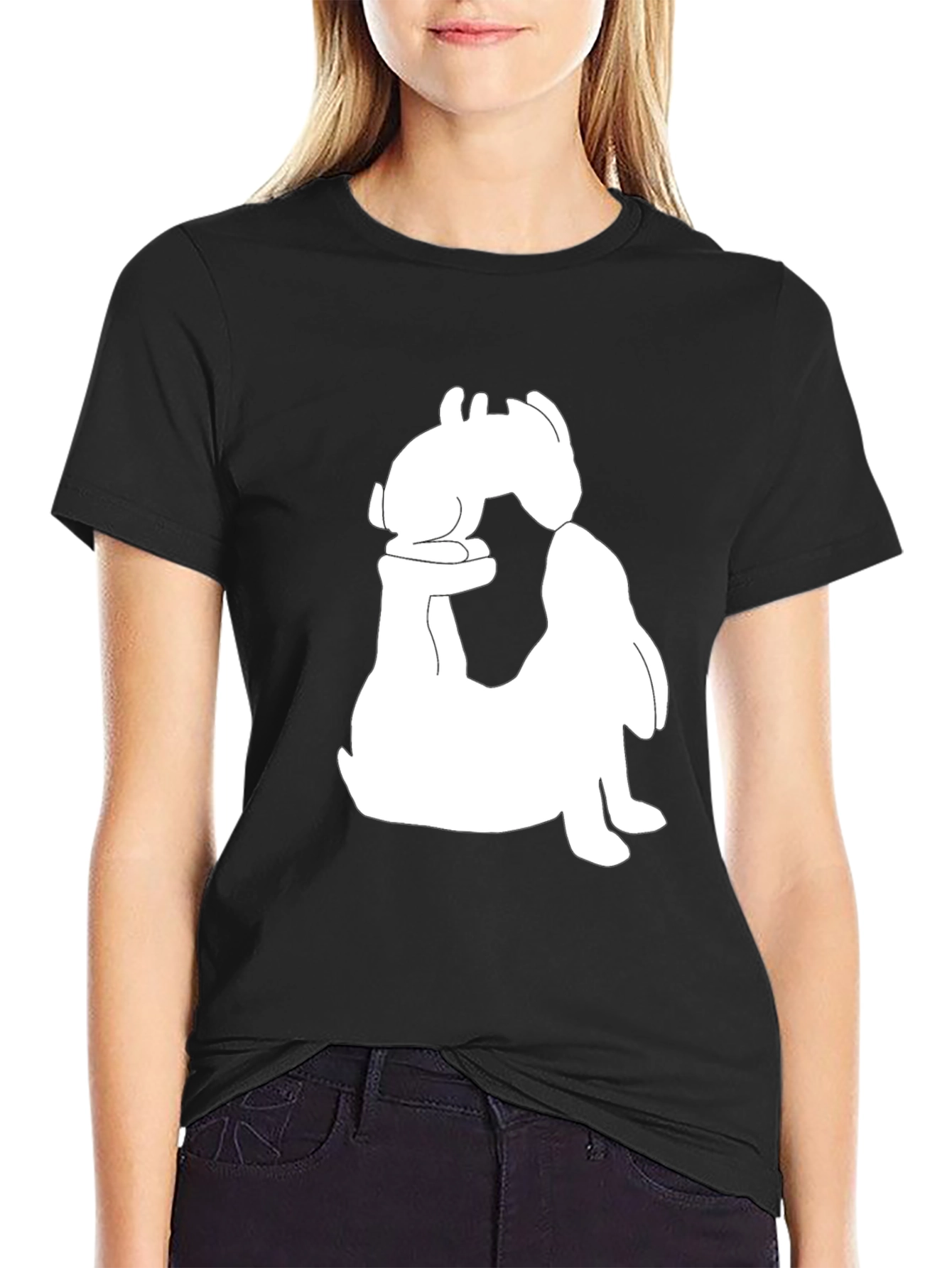 Black T-Shirt with Rabbit Graphic