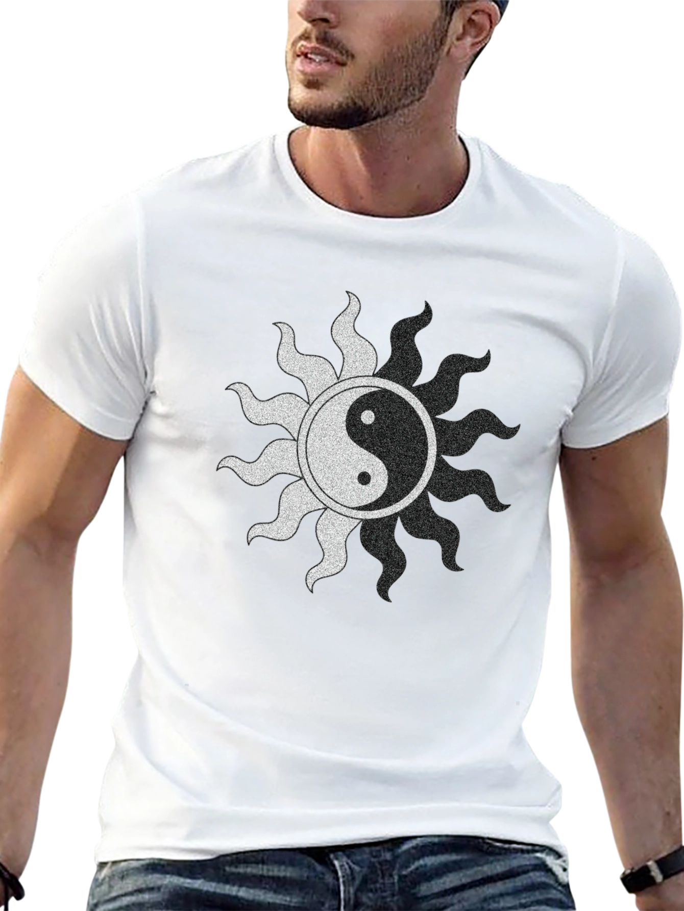 Yin Yang Sun Graphic Black T-Shirt