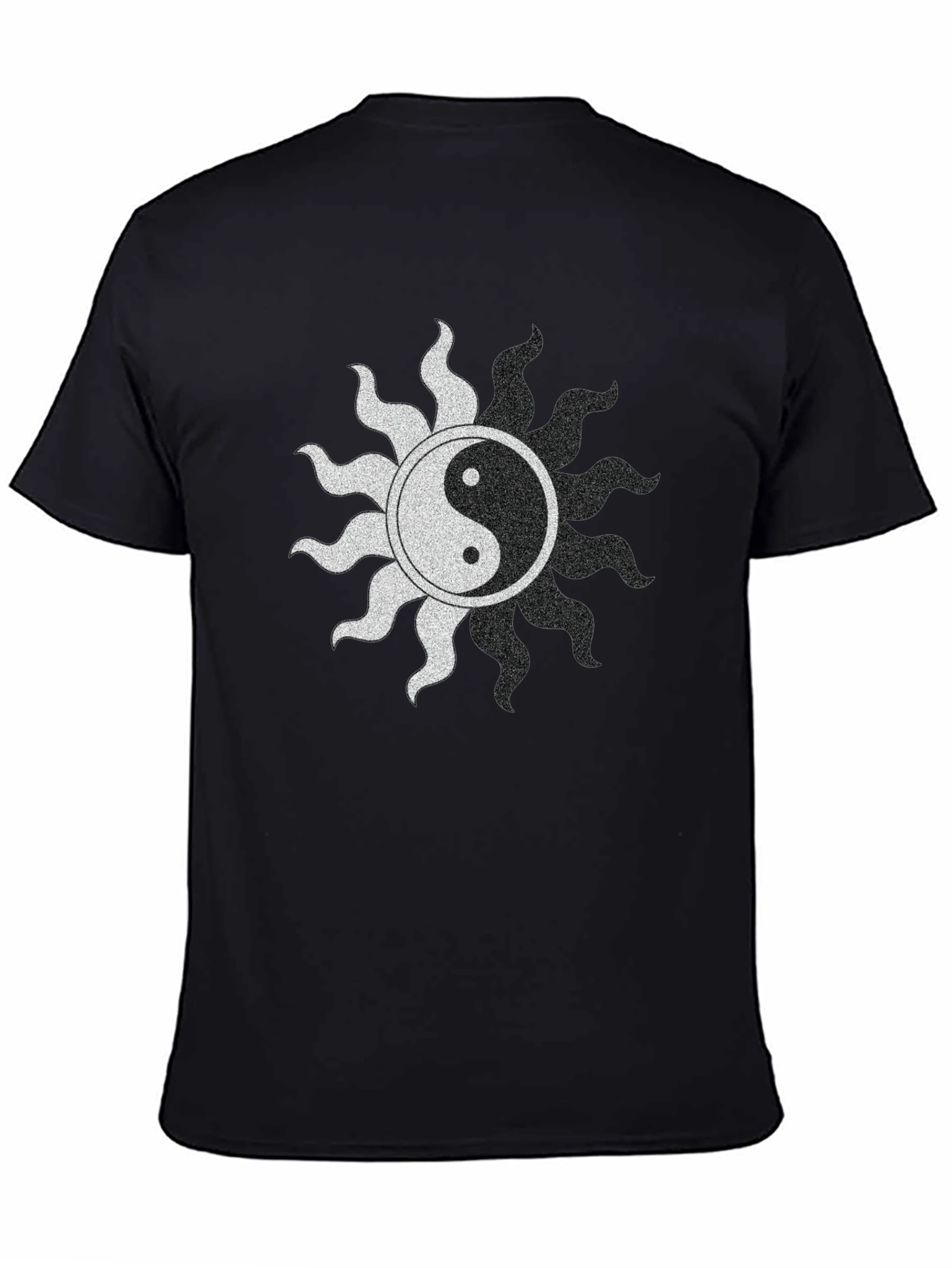 Yin Yang Sun Graphic Black T-Shirt