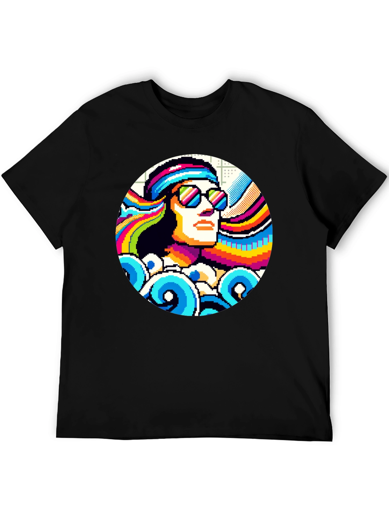 Retro Pixel Art T-Shirt - Cool 8-Bit Hippie Design