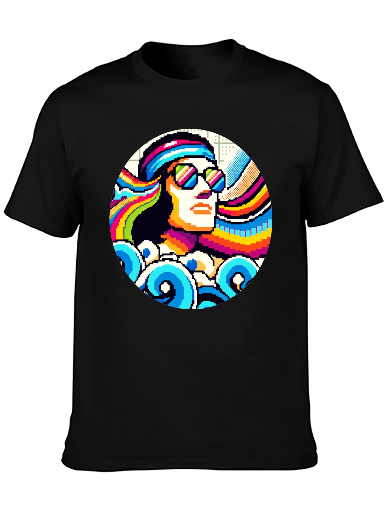 Retro Pixel Art T-Shirt - Cool 8-Bit Hippie Design