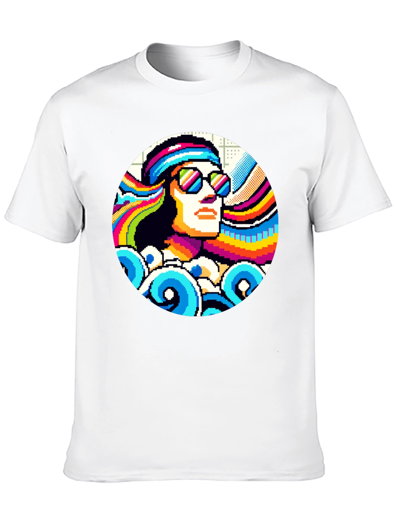 Retro Pixel Art T-Shirt - Cool 8-Bit Hippie Design