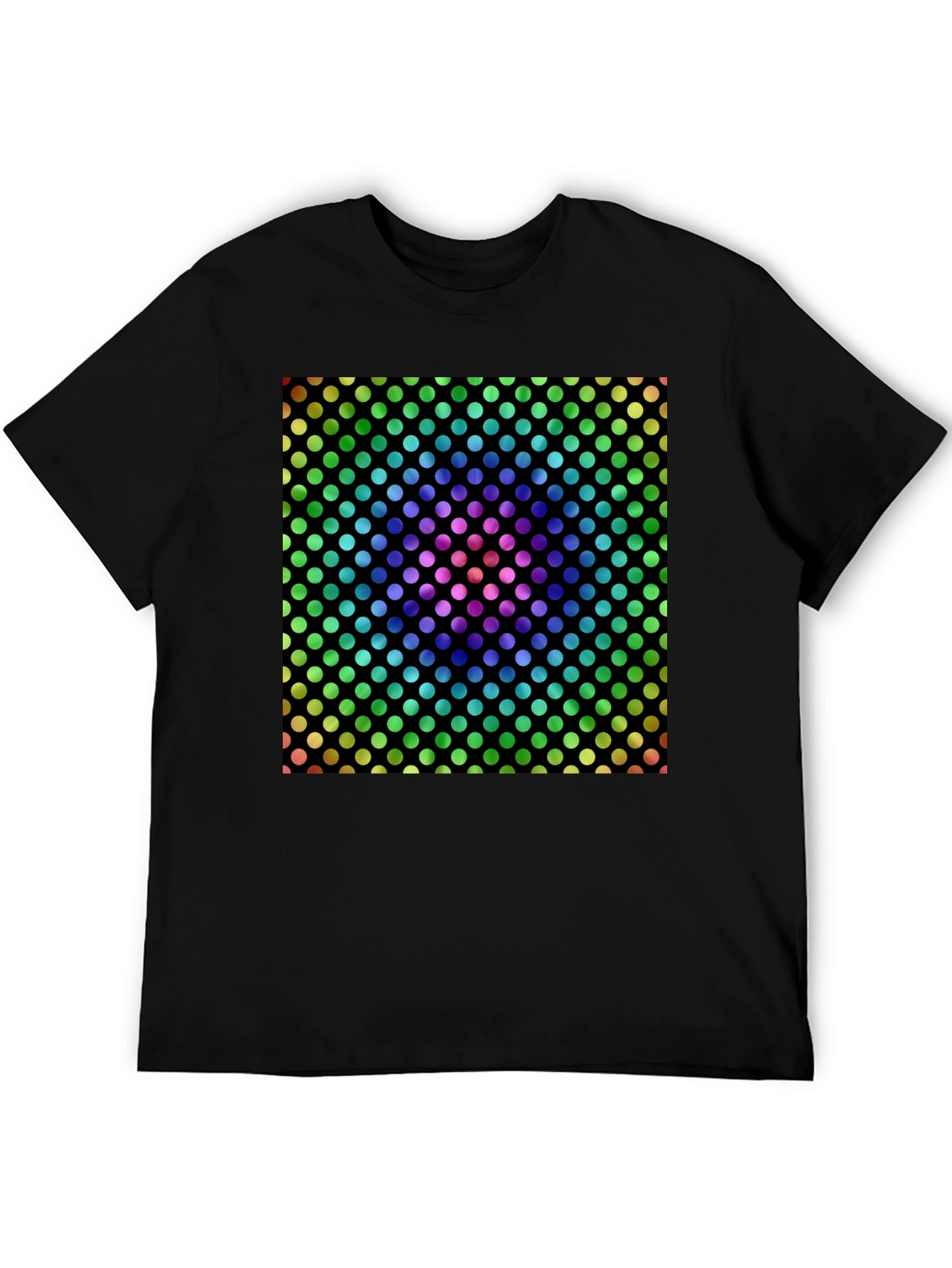 Rainbow Polka Dot Graphic Tee - Mens Black T-Shirt