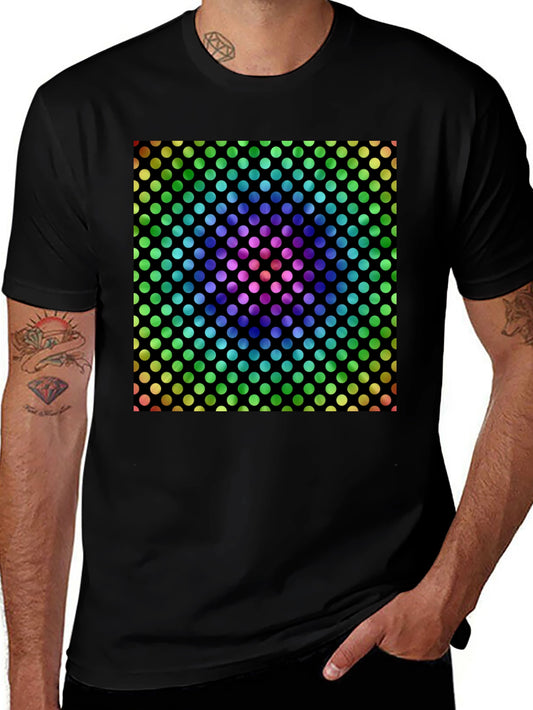 Rainbow Polka Dot Graphic Tee - Mens Black T-Shirt