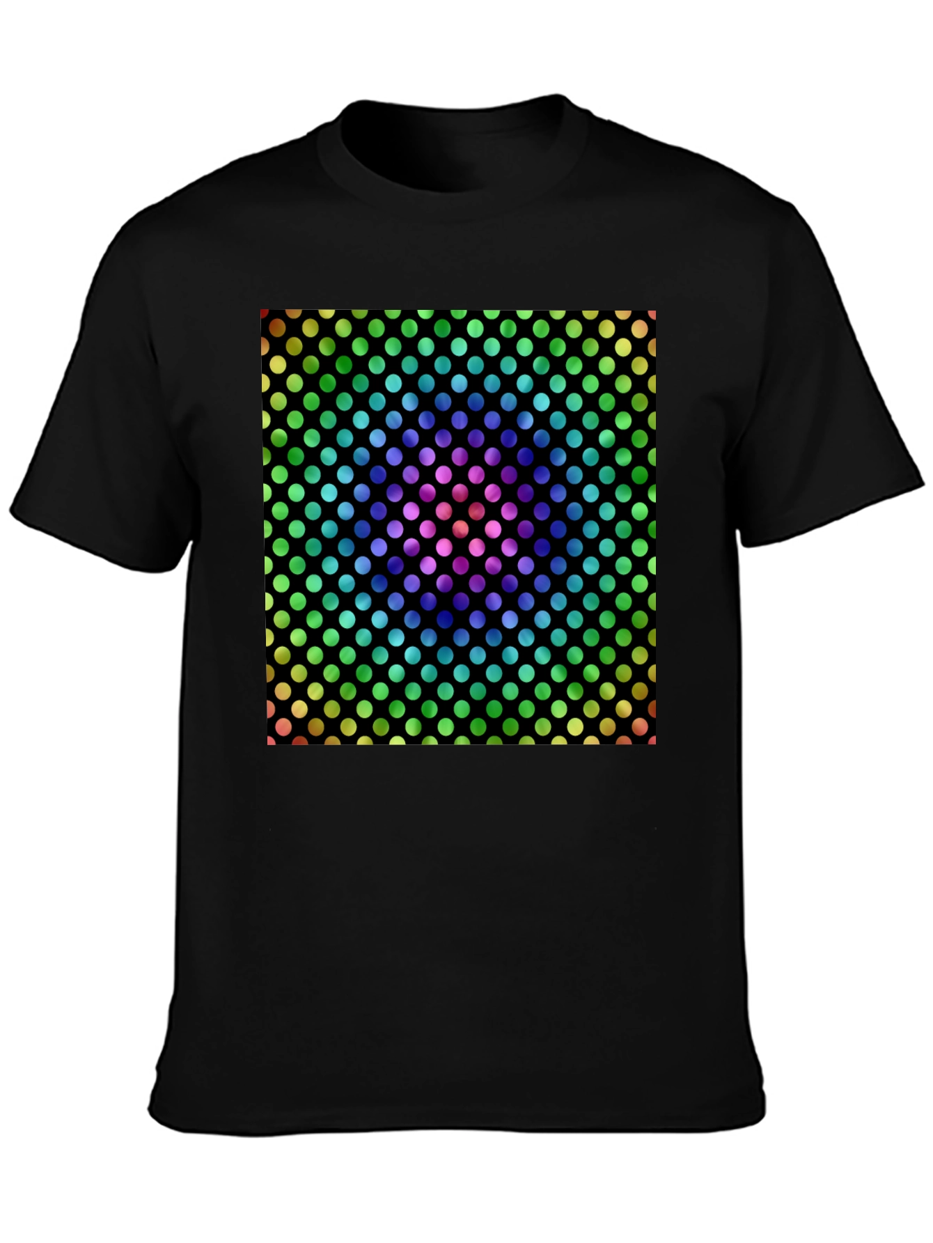 Rainbow Polka Dot Graphic Tee - Mens Black T-Shirt