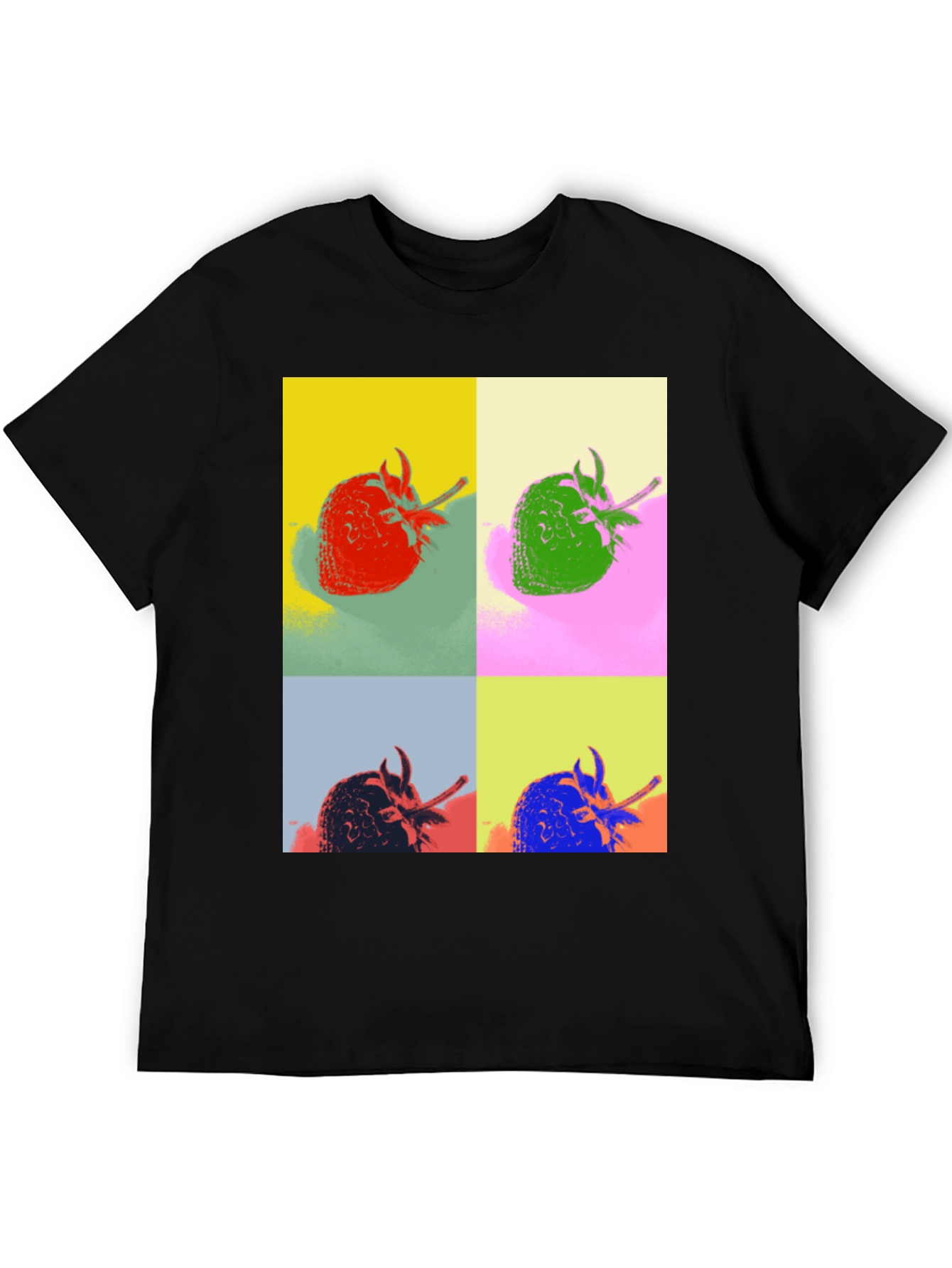 Pop Art Strawberry Graphic Tee - Black