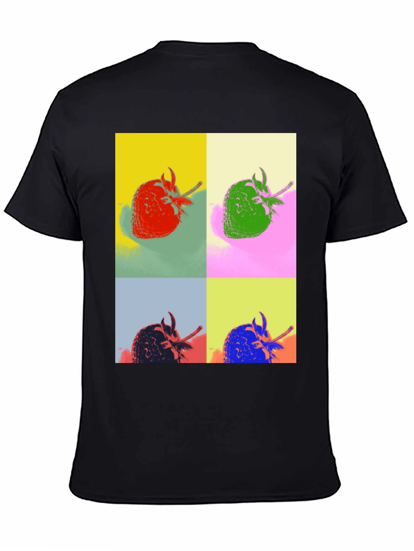 Pop Art Strawberry Graphic Tee - Black