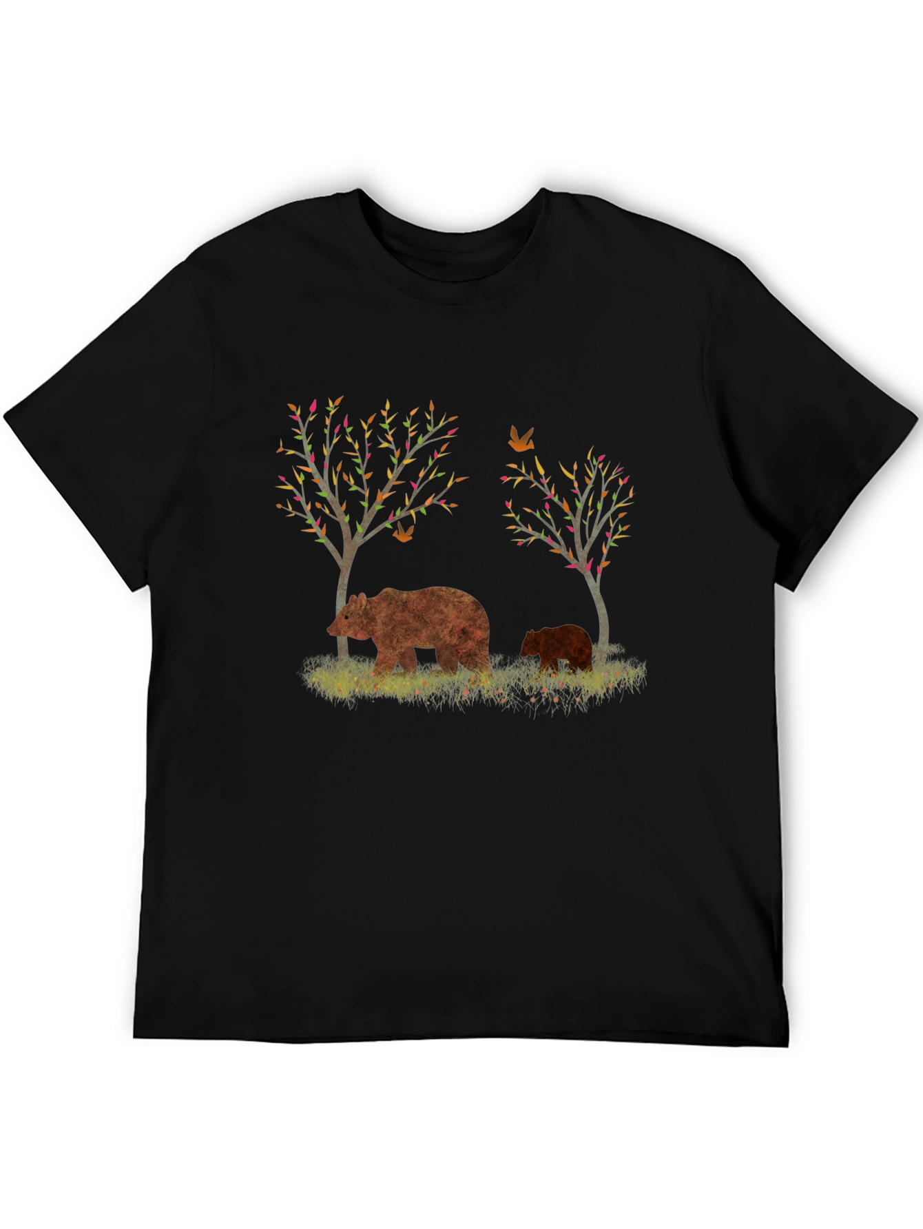 Bear and Cub Graphic Black T-Shirt