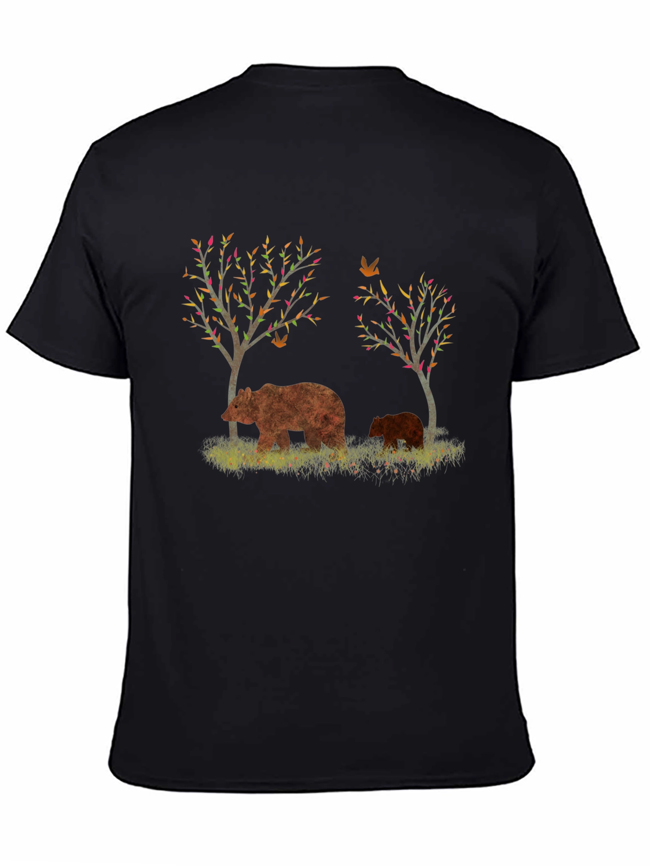 Bear and Cub Graphic Black T-Shirt