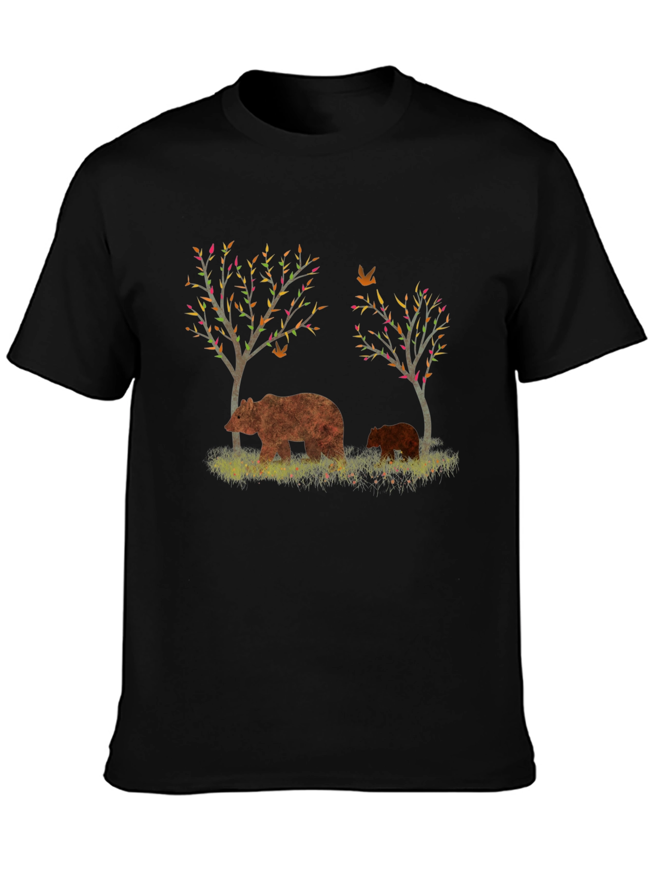 Bear and Cub Graphic Black T-Shirt