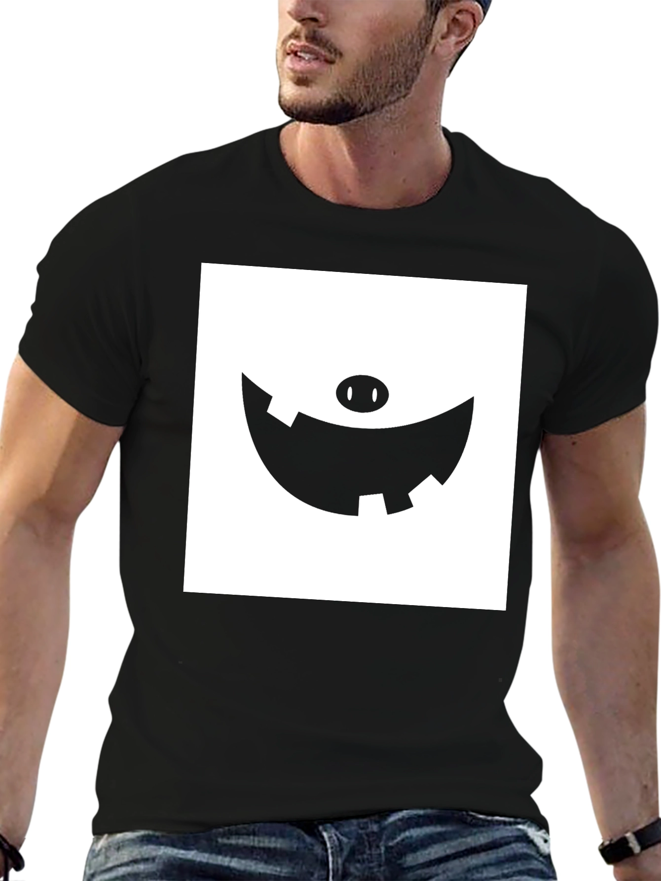 Mens Black T-Shirt with Graphic Print