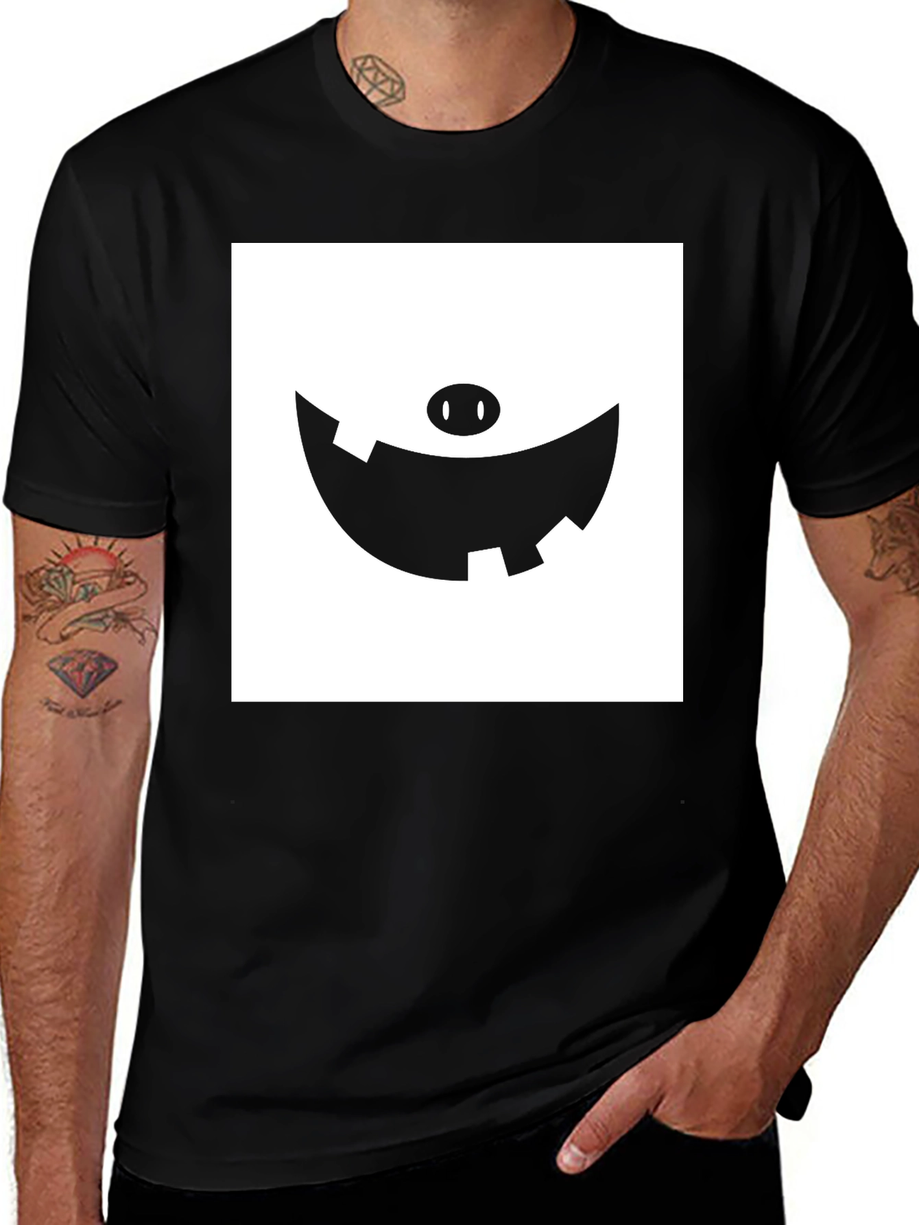 Mens Black T-Shirt with Graphic Print