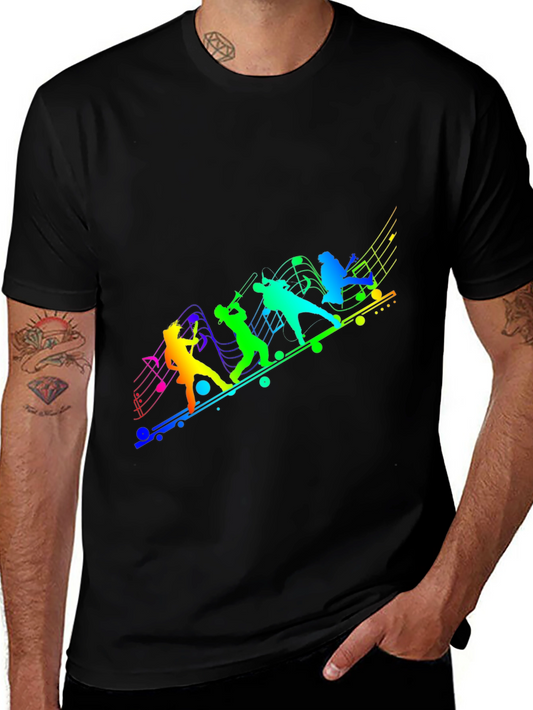 Rainbow Music Band Graphic Black Tee