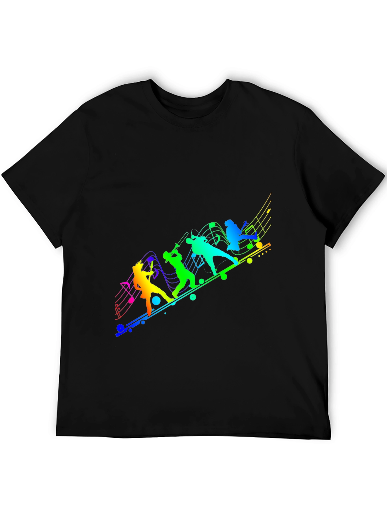 Rainbow Music Band Graphic Black Tee