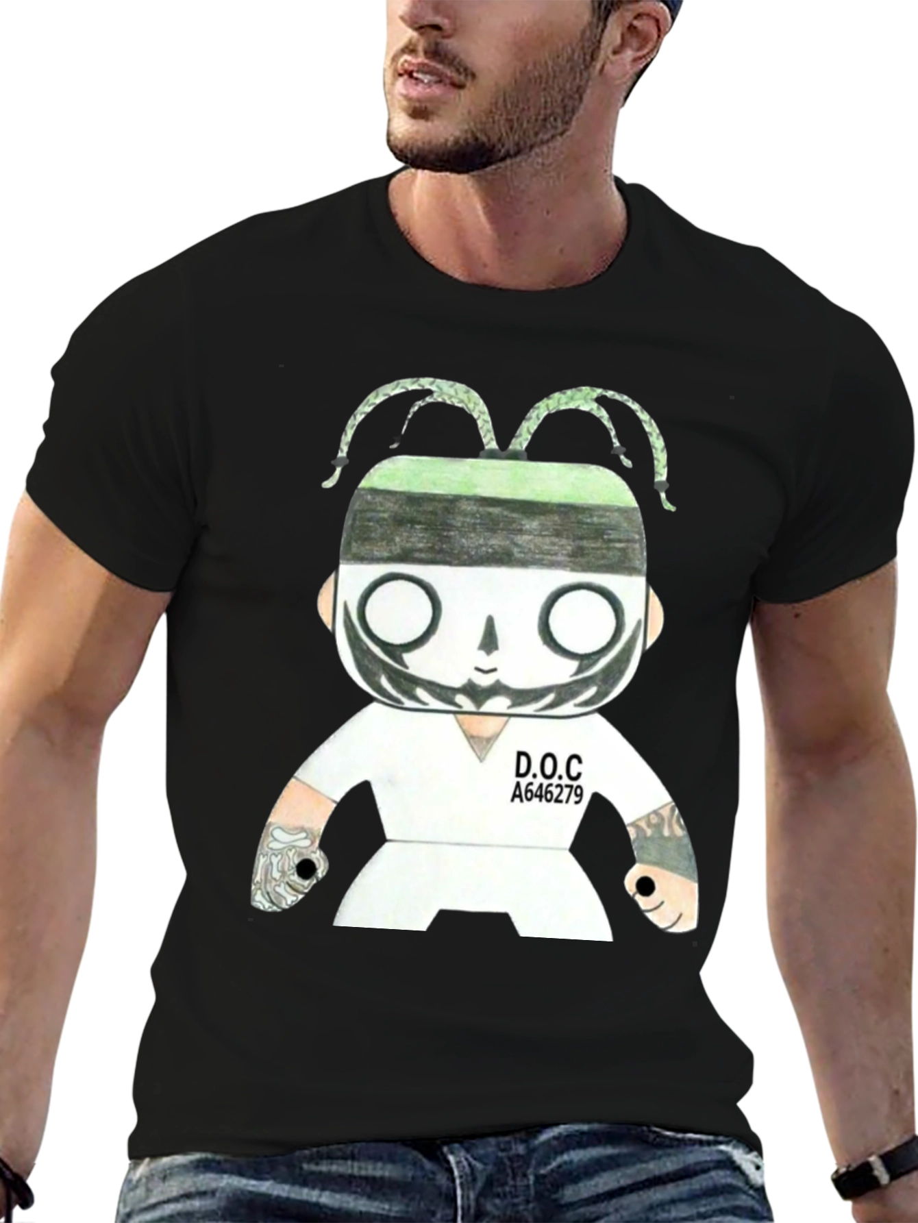 Unique Graphic Print Black T-Shirt