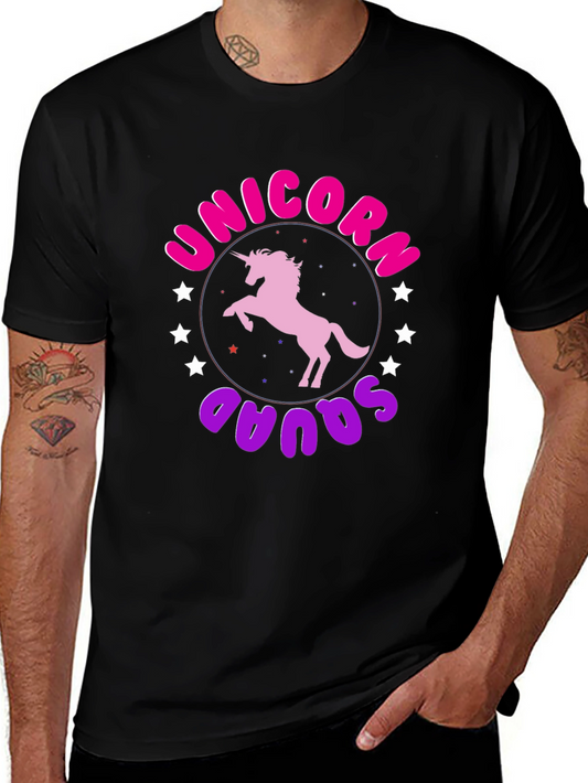 Unicorn Squad Graphic Tee - Black Crew Neck Shirt