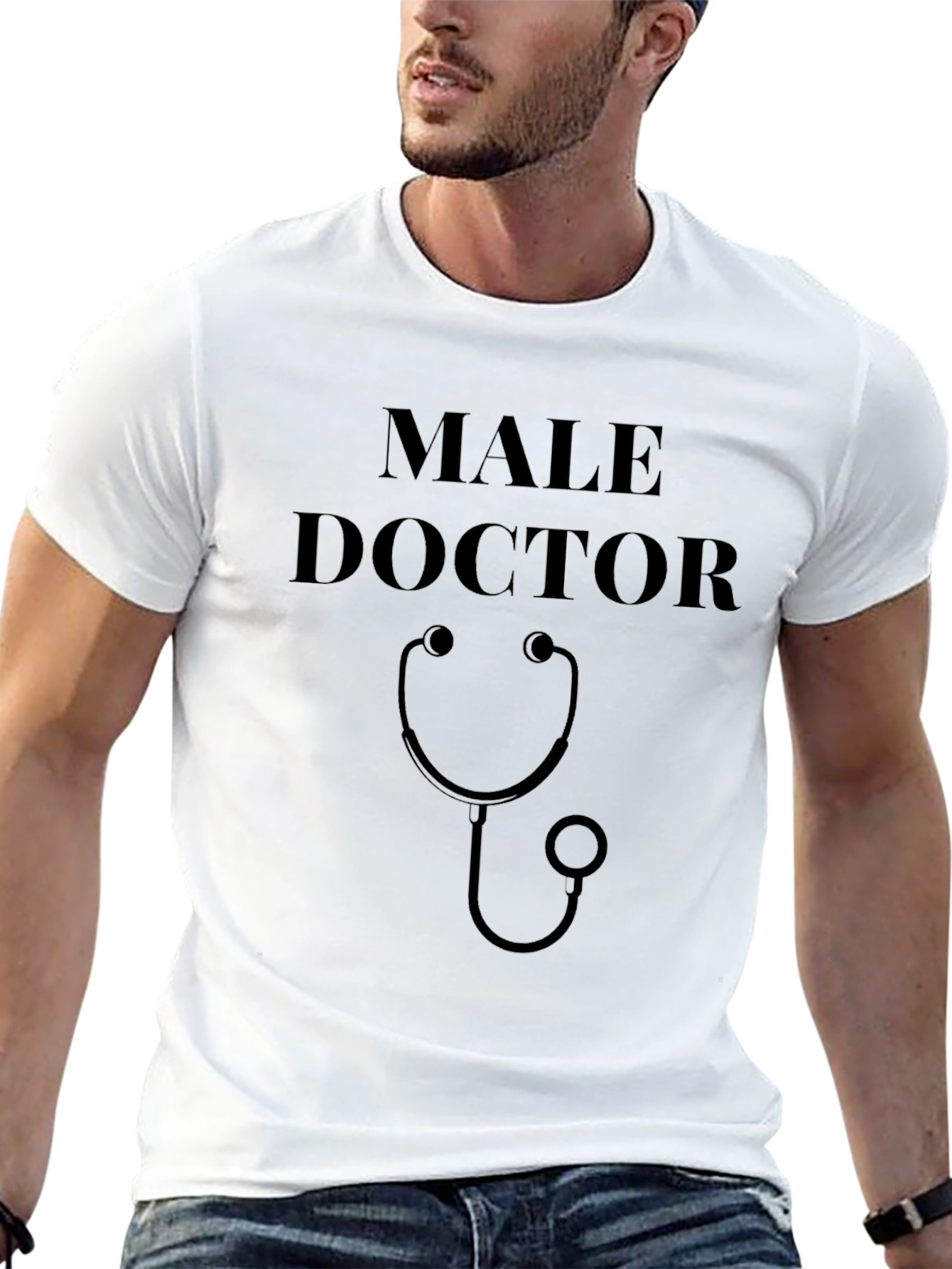 Male Doctor Stethoscope Graphic T-Shirt