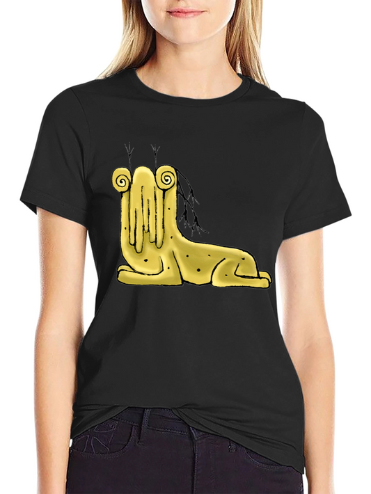 Surrealist Sphinx Graphic Tee - Black Cotton T-Shirt