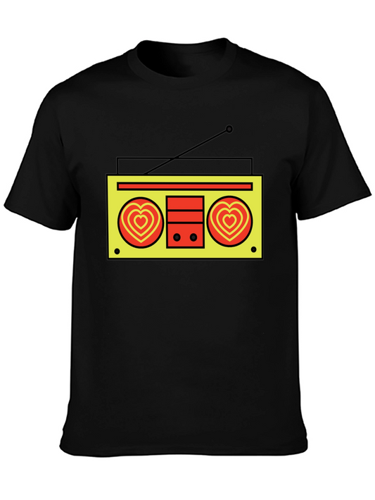 Retro Radio Heart T-Shirt - Black