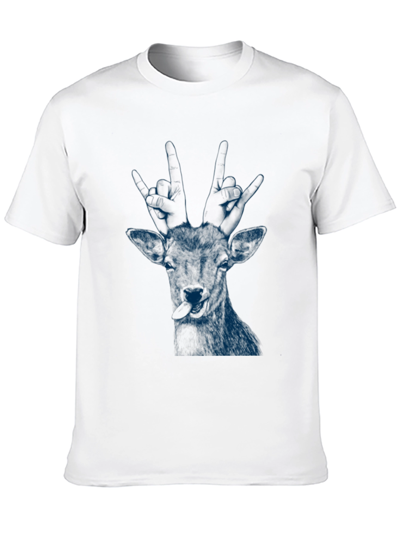 Deer Rock On Graphic Tee - Black Cotton T-Shirt