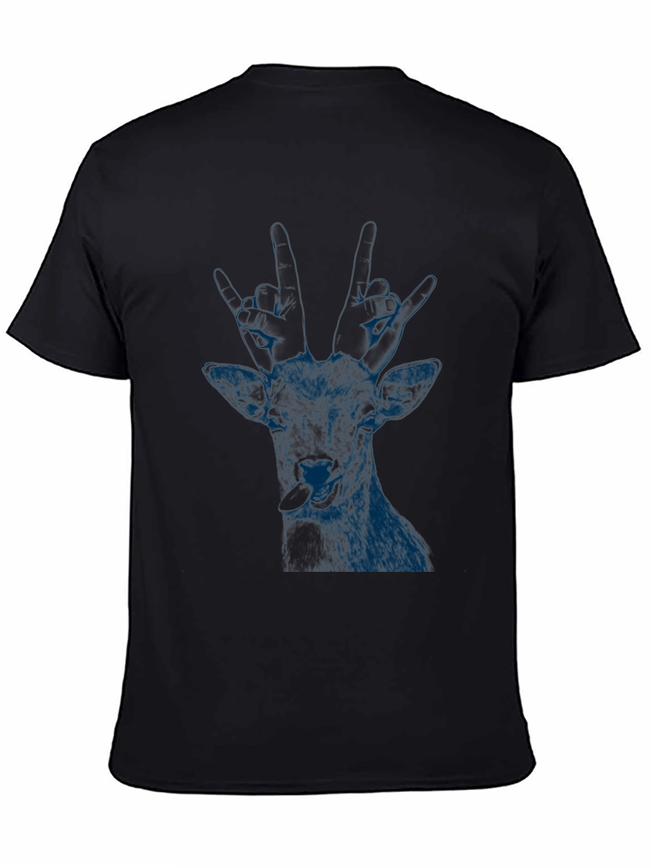 Deer Rock On Graphic Tee - Black Cotton T-Shirt