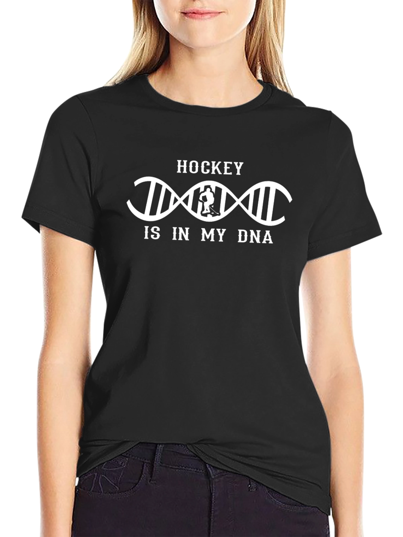 Hockey is in My DNA Black Graphic T-Shirt