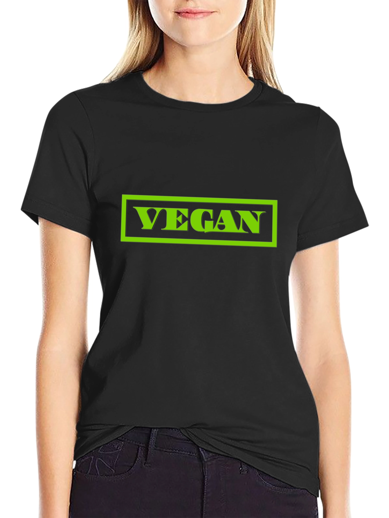 Vegan Graphic Tee - Black Cotton T-Shirt