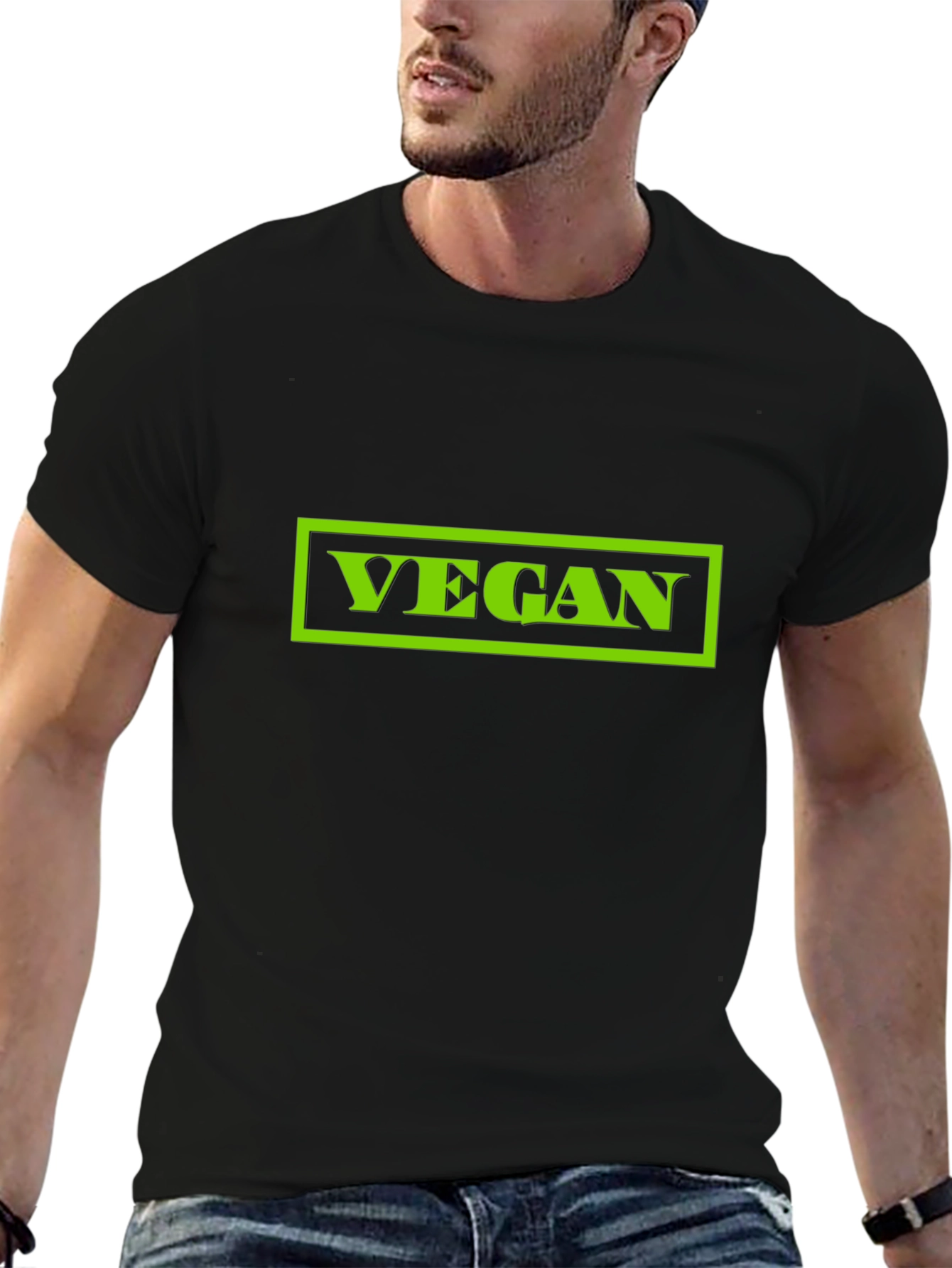 Vegan Graphic Tee - Black Cotton T-Shirt