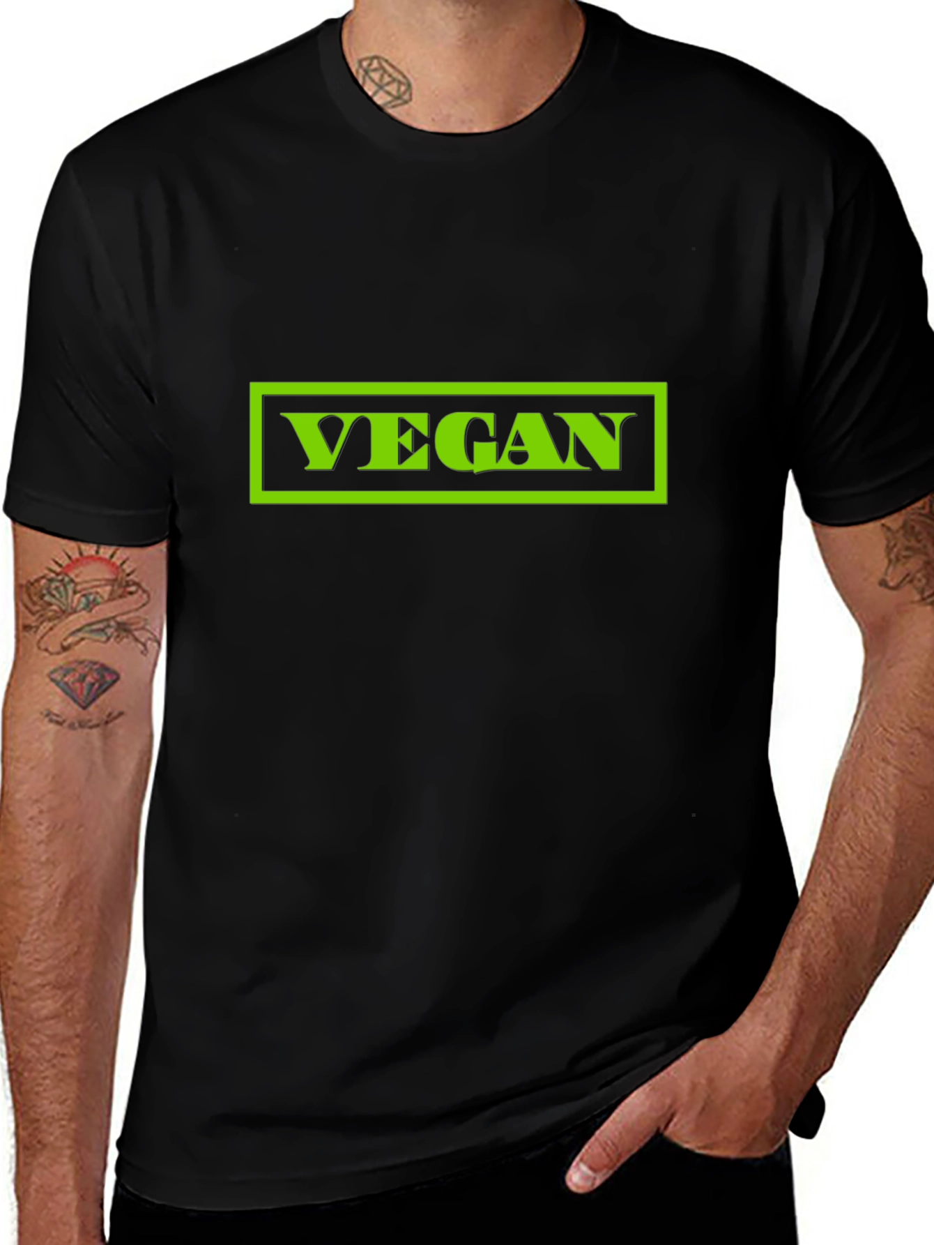 Vegan Graphic Tee - Black Cotton T-Shirt