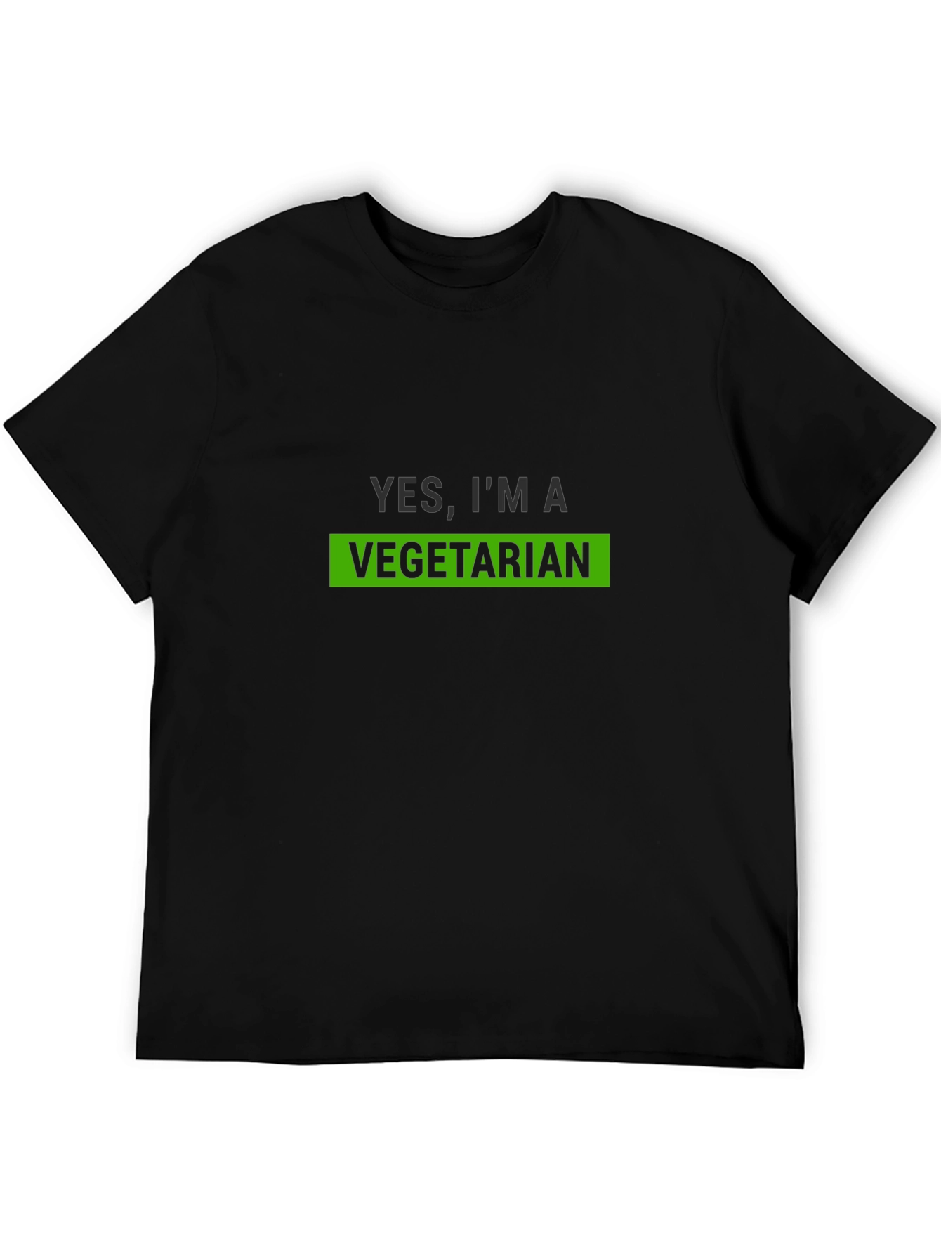 Vegetarian Statement Tee - Black Crew Neck T-Shirt