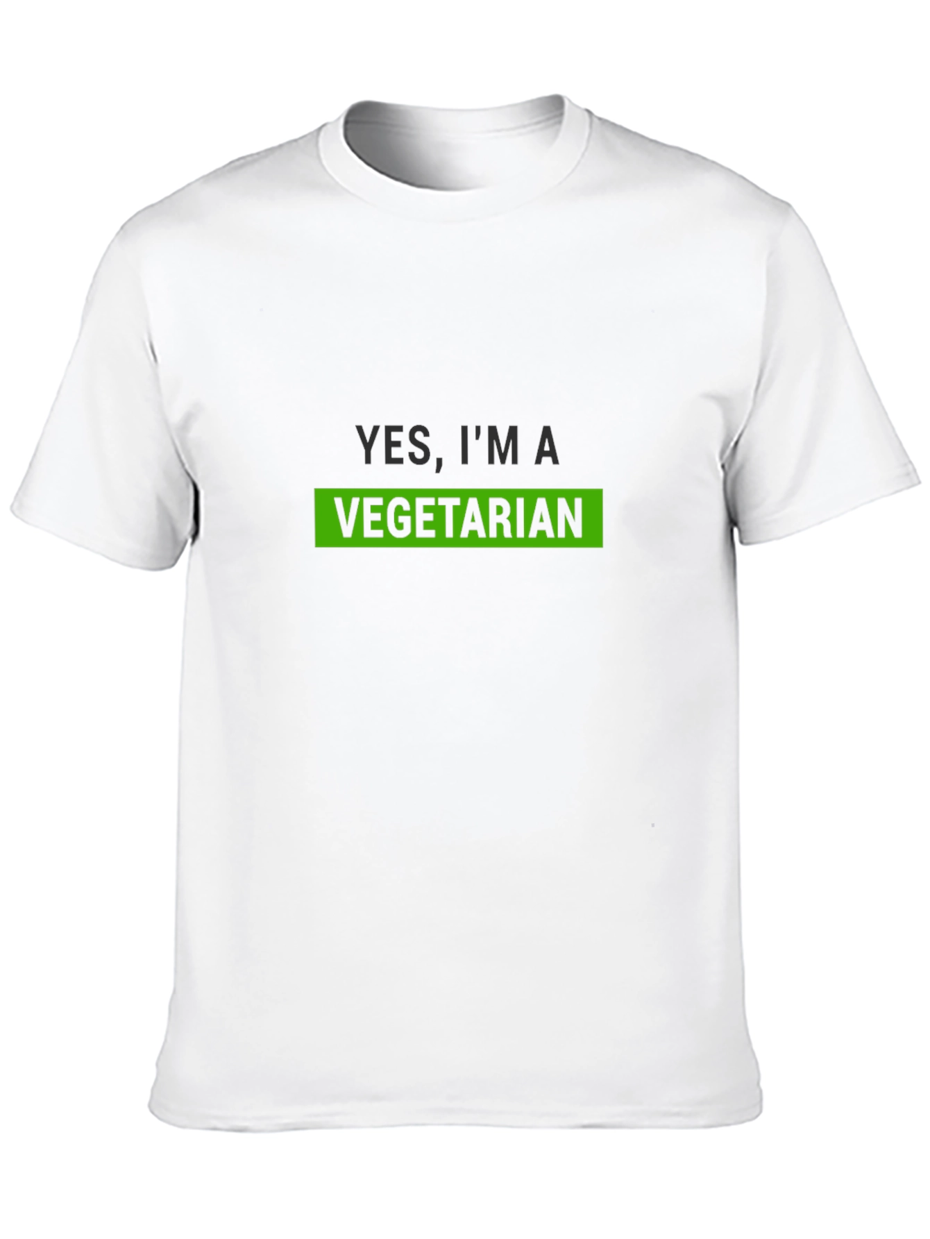 Vegetarian Statement Tee - Black Crew Neck T-Shirt
