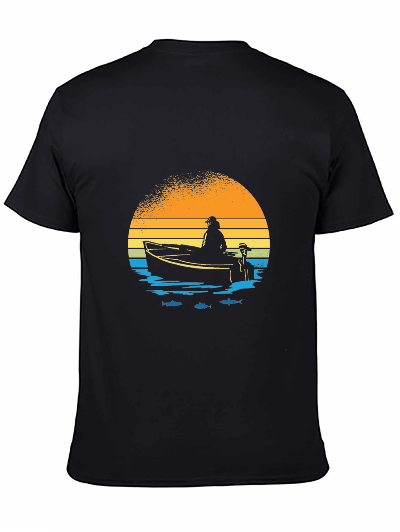 Fishing Boat Graphic T-Shirt - Retro Sunset Design