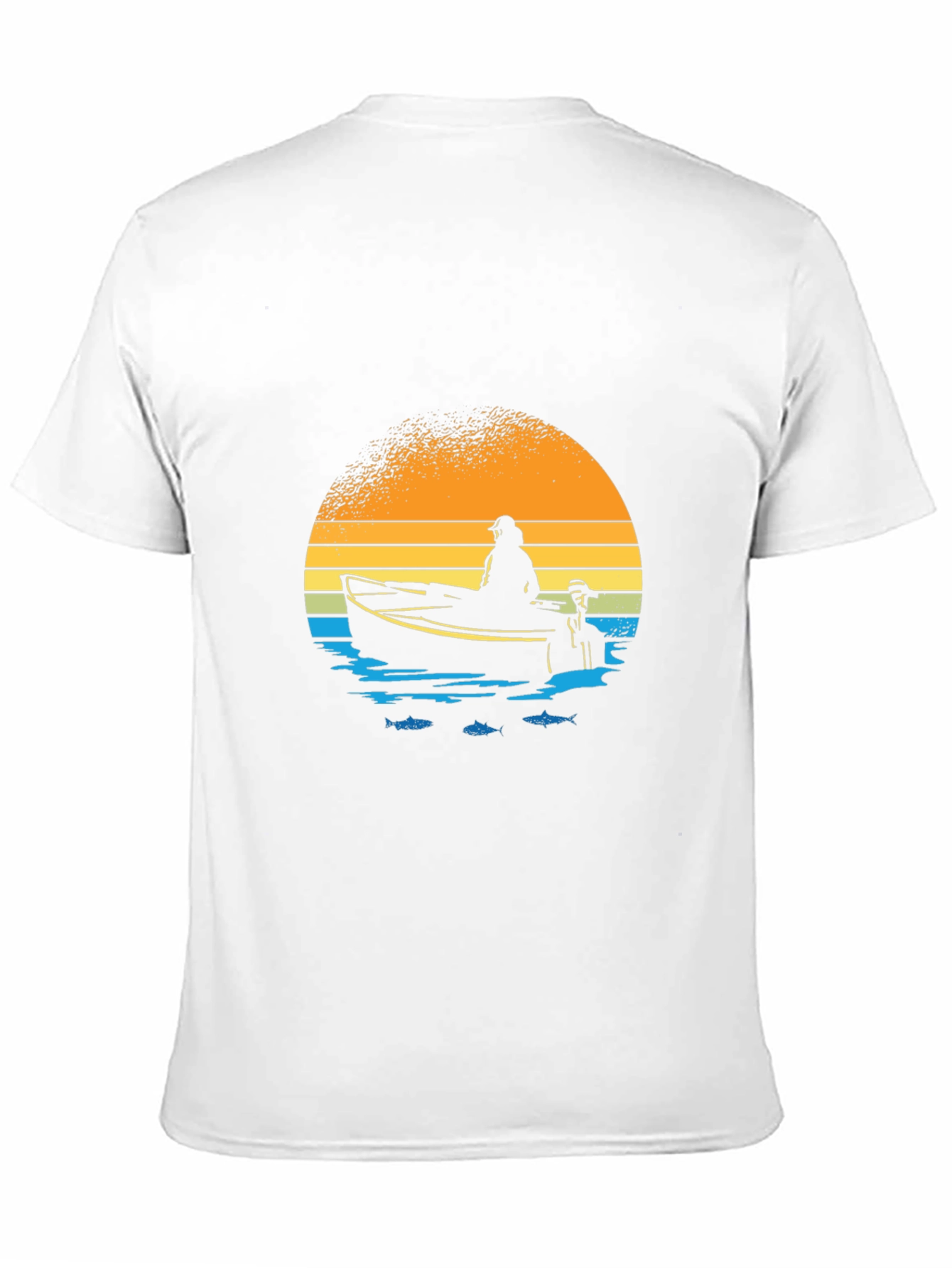 Fishing Boat Graphic T-Shirt - Retro Sunset Design