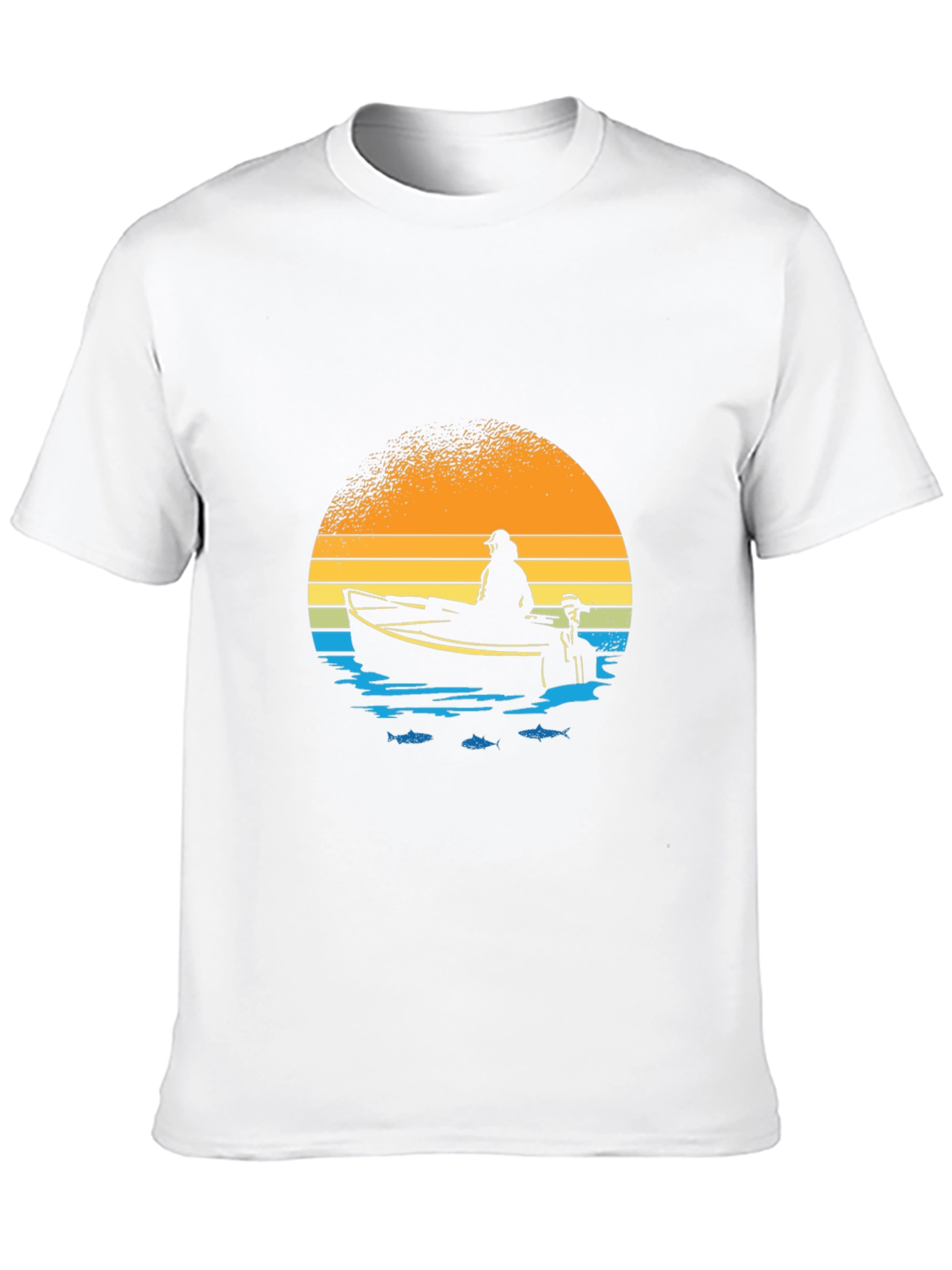 Fishing Boat Graphic T-Shirt - Retro Sunset Design