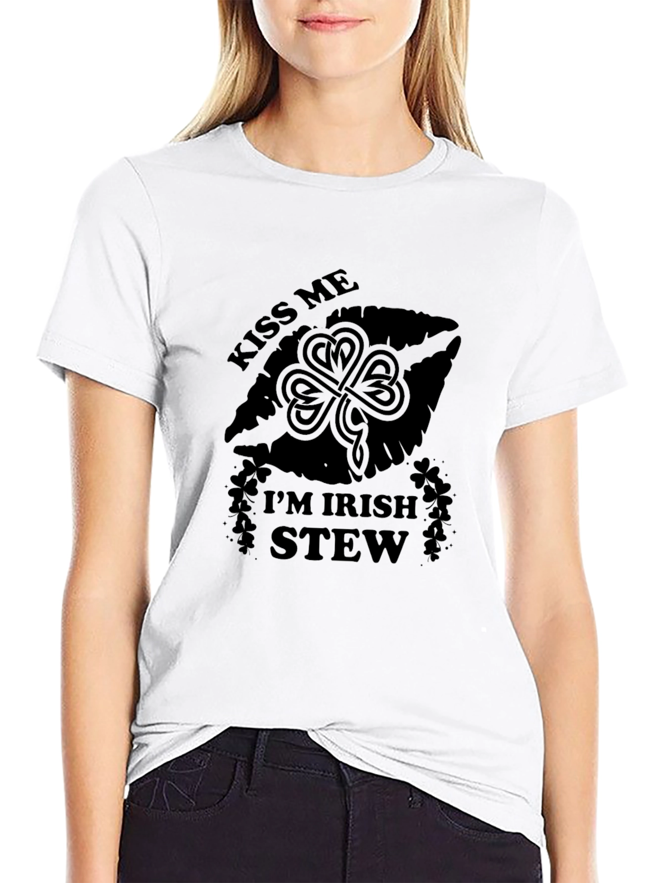 Kiss Me Im Irish Stew Black T-Shirt