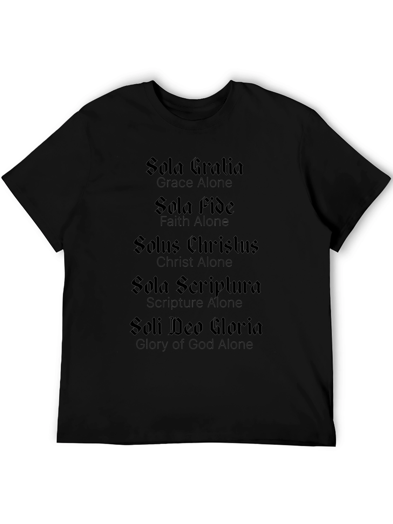 Five Solas Black T-Shirt - Christian Theology