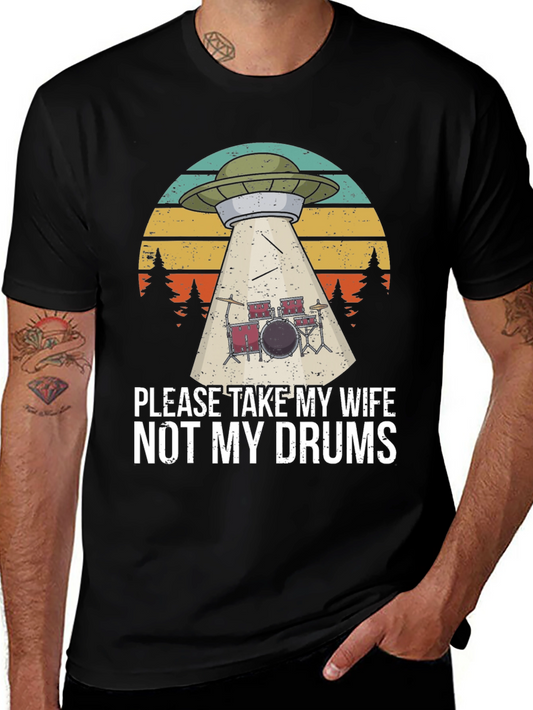 Funny UFO Abduction Drums T-Shirt