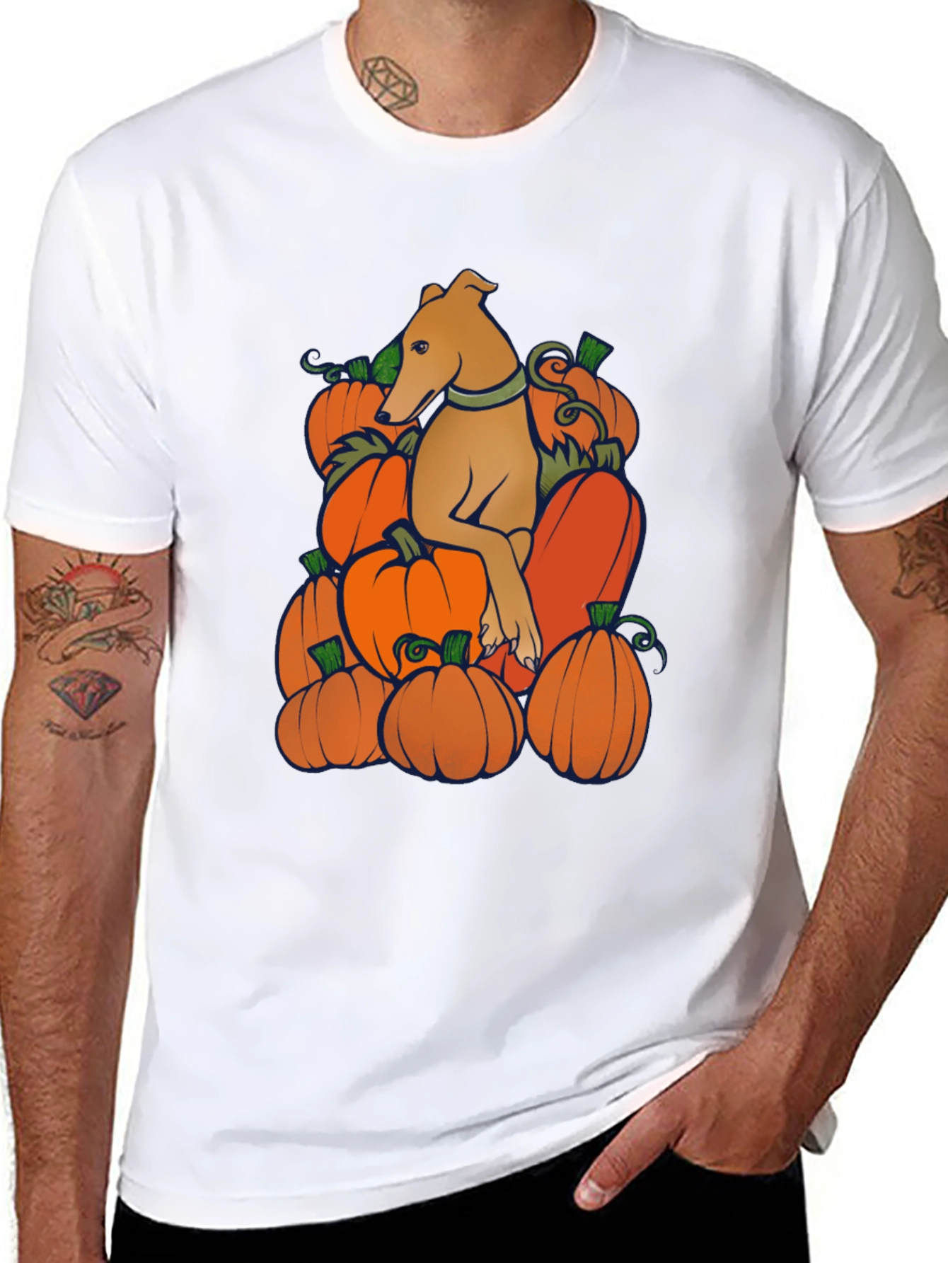 Dog in Pumpkins Graphic Tee