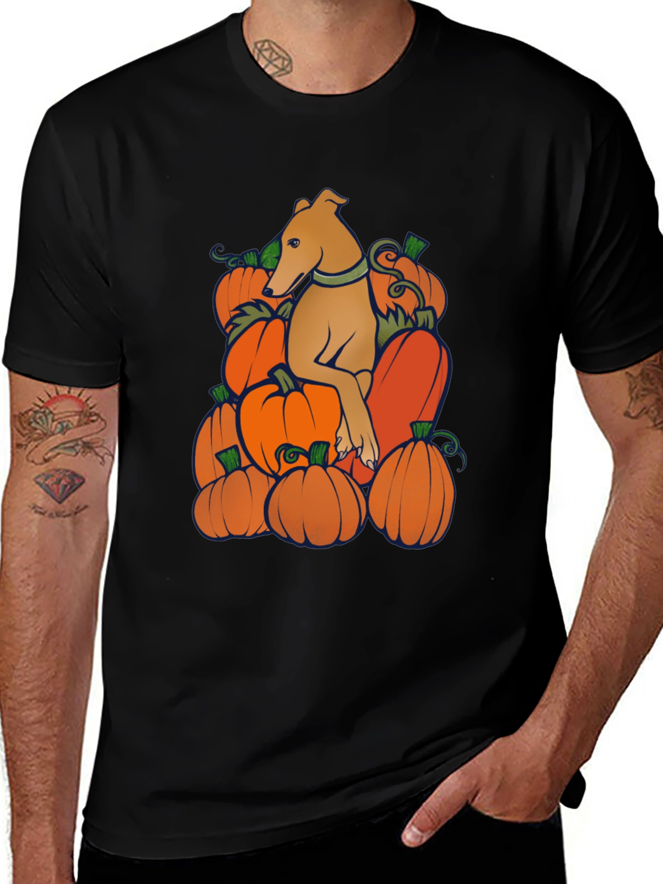 Dog in Pumpkins Graphic Tee
