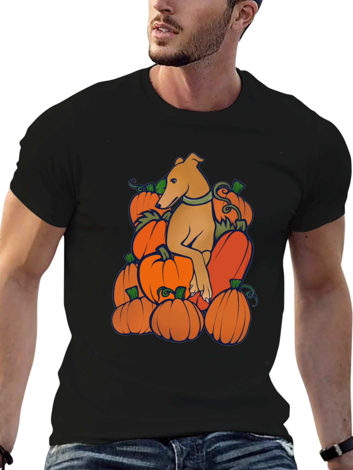 Dog in Pumpkins Graphic Tee