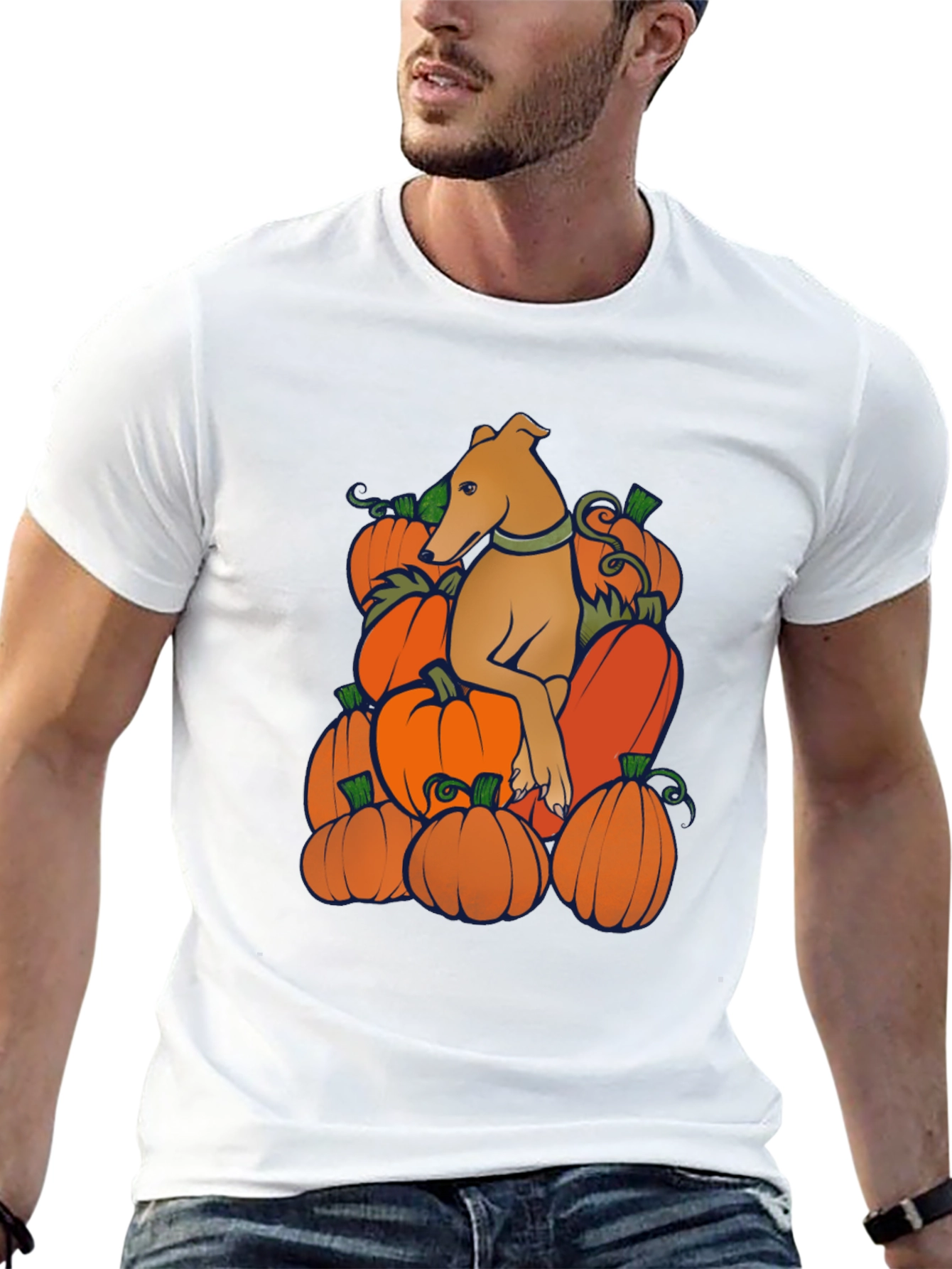 Dog in Pumpkins Graphic Tee