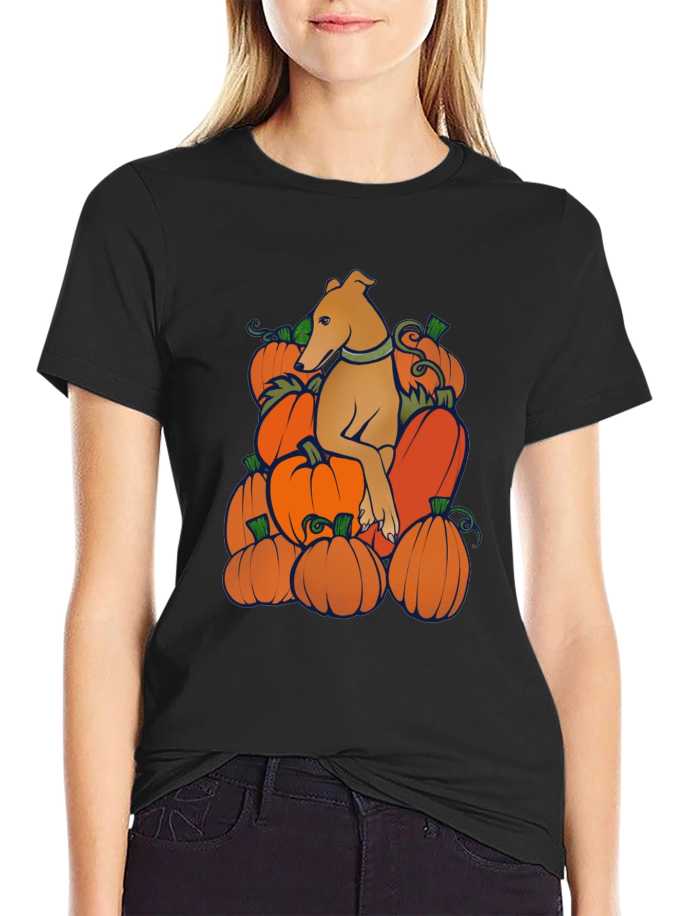 Dog in Pumpkins Graphic Tee
