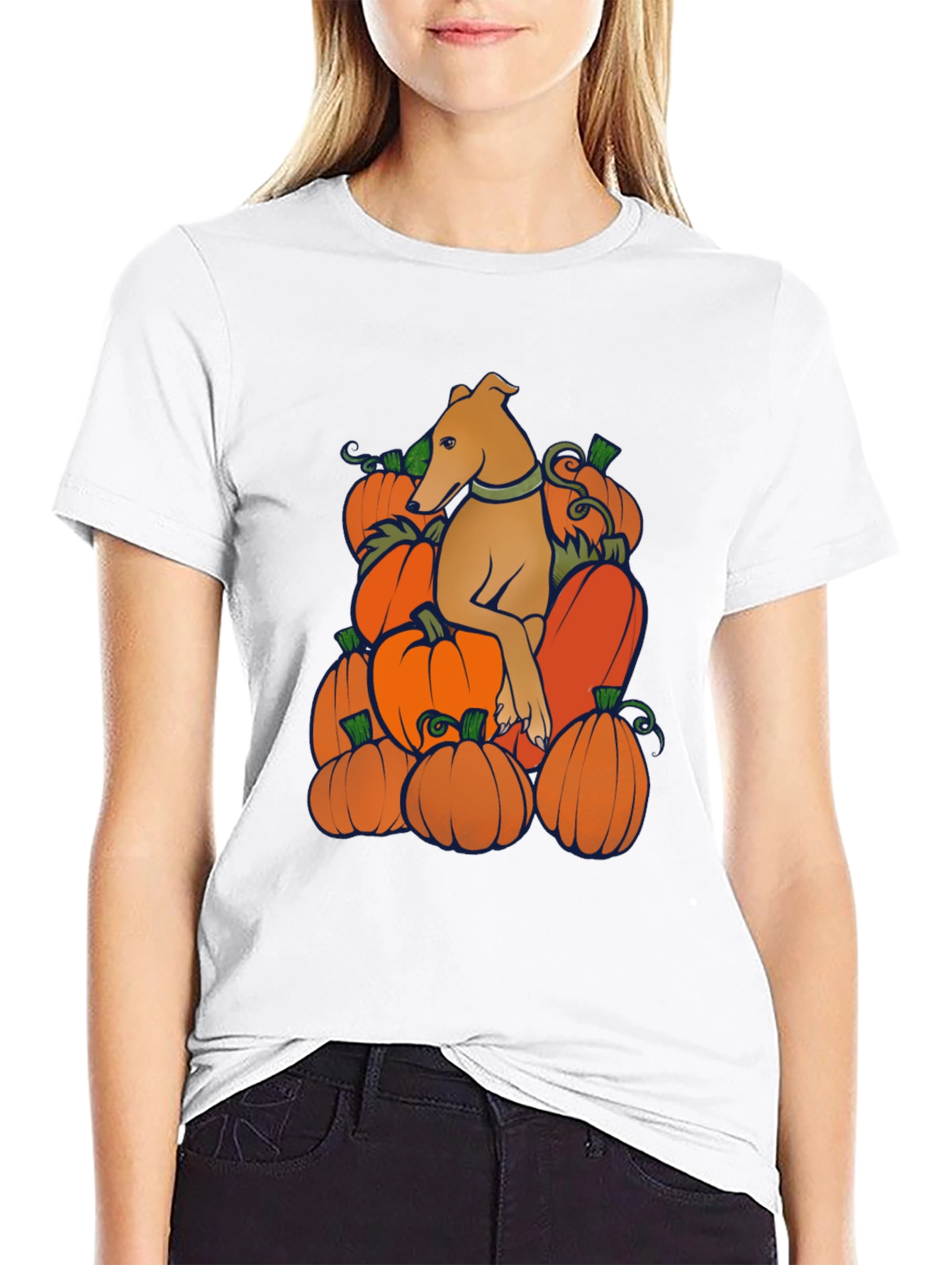 Dog in Pumpkins Graphic Tee