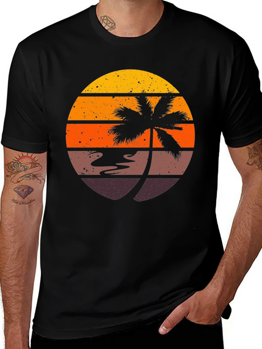 Retro Palm Tree Sunset Graphic T-Shirt